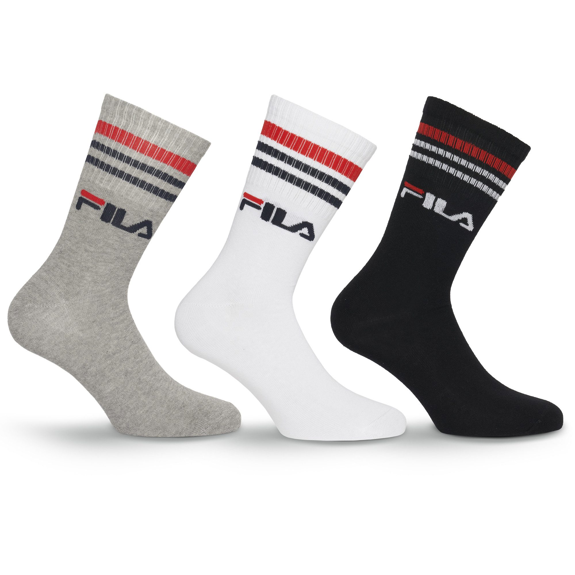Fila Socken (3 Paar) breites Rippenbündchen, Logoschriftzug, Cotton-Mix günstig online kaufen