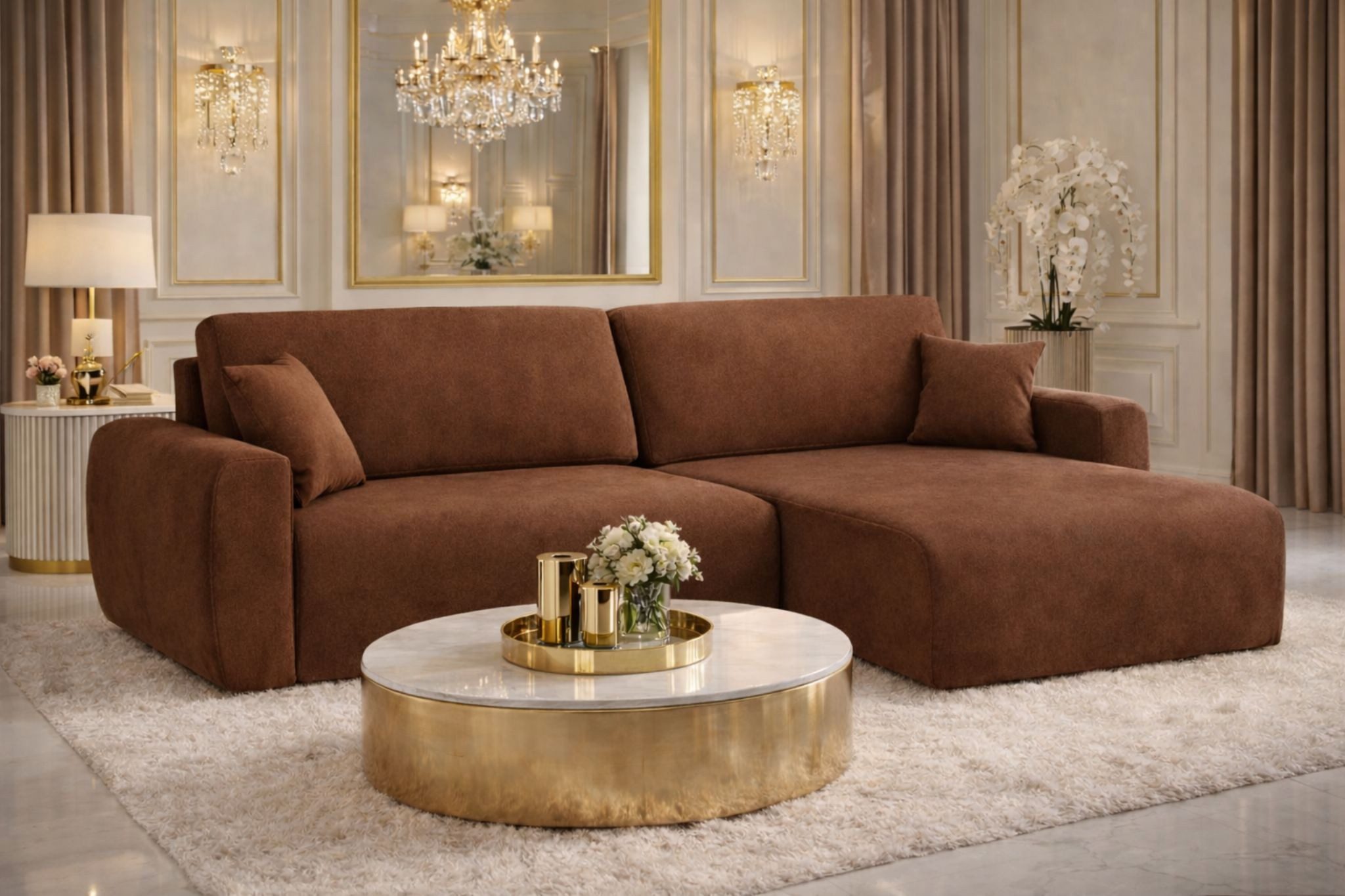 Kaiser Möbel Ecksofa mit Schlaffunktion und Bettkasten Ariel L Velours Sofa Salvador, mit Schlaffunktion,integrierter Stauraum,pflegeleichter Veloursstoff