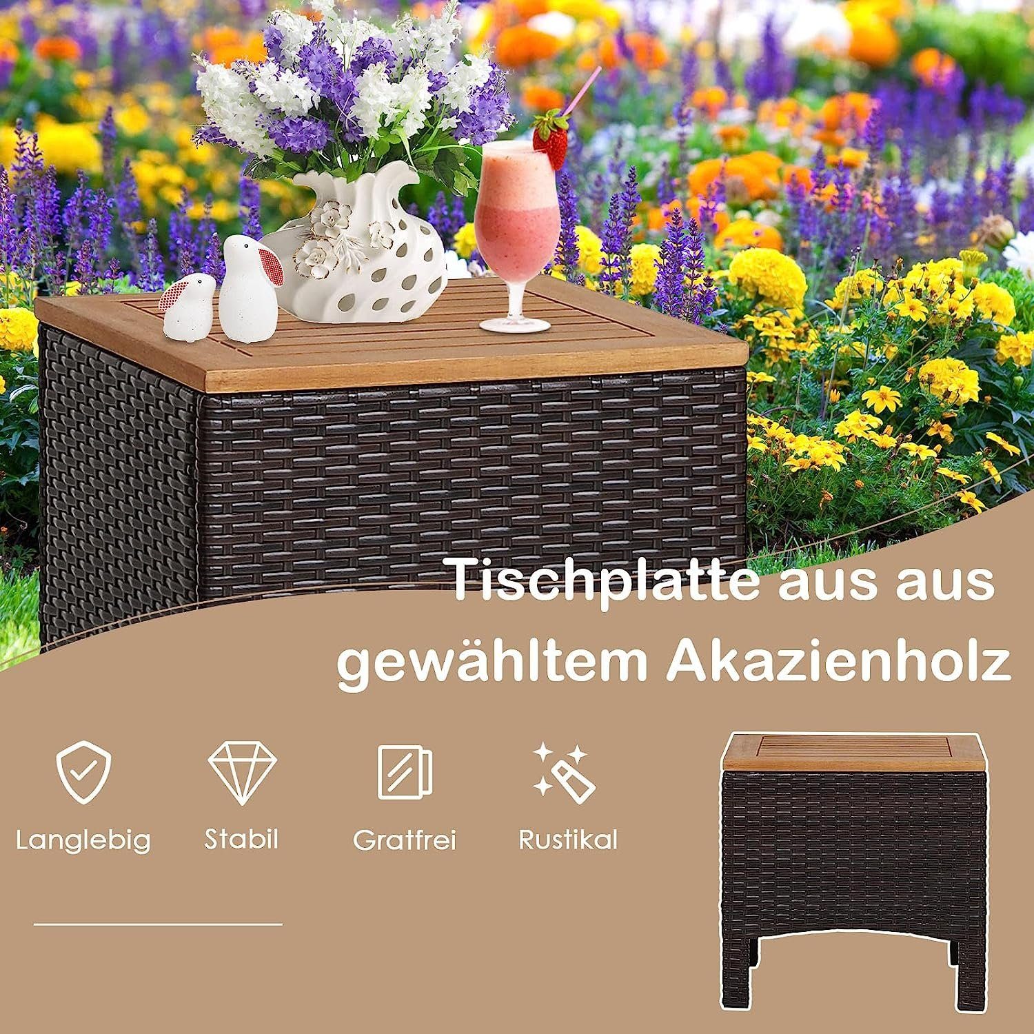 KOMFOTTEU Sitzgruppe Gartensessel, (Set, 3-tlg), Terrassenmöbel mit Kissen