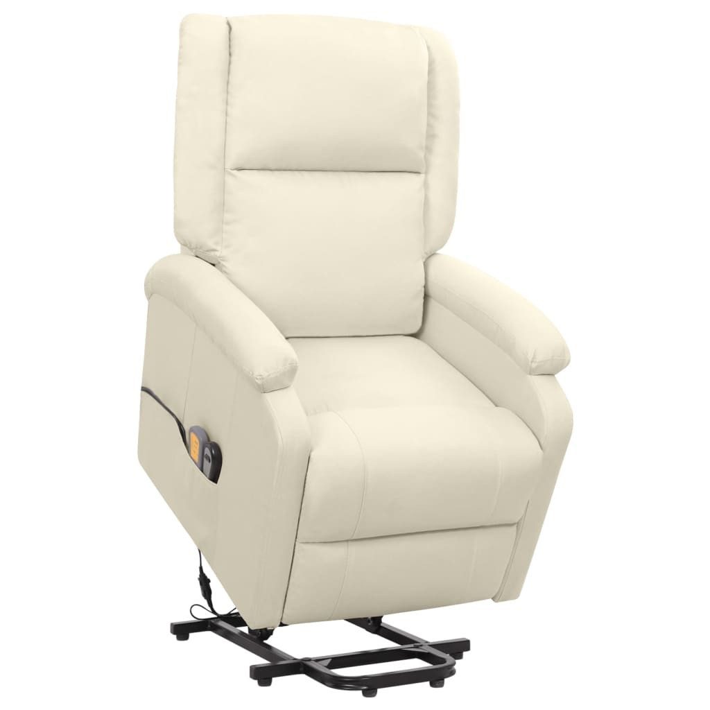 vidaXL Massagesessel Massagesessel mit Aufstehhilfe Creme Stoff (1-St)
