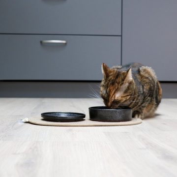 D&D Futterbehälter Katzen Futter- und Trinknapf Jasper schwarz-marmoriert