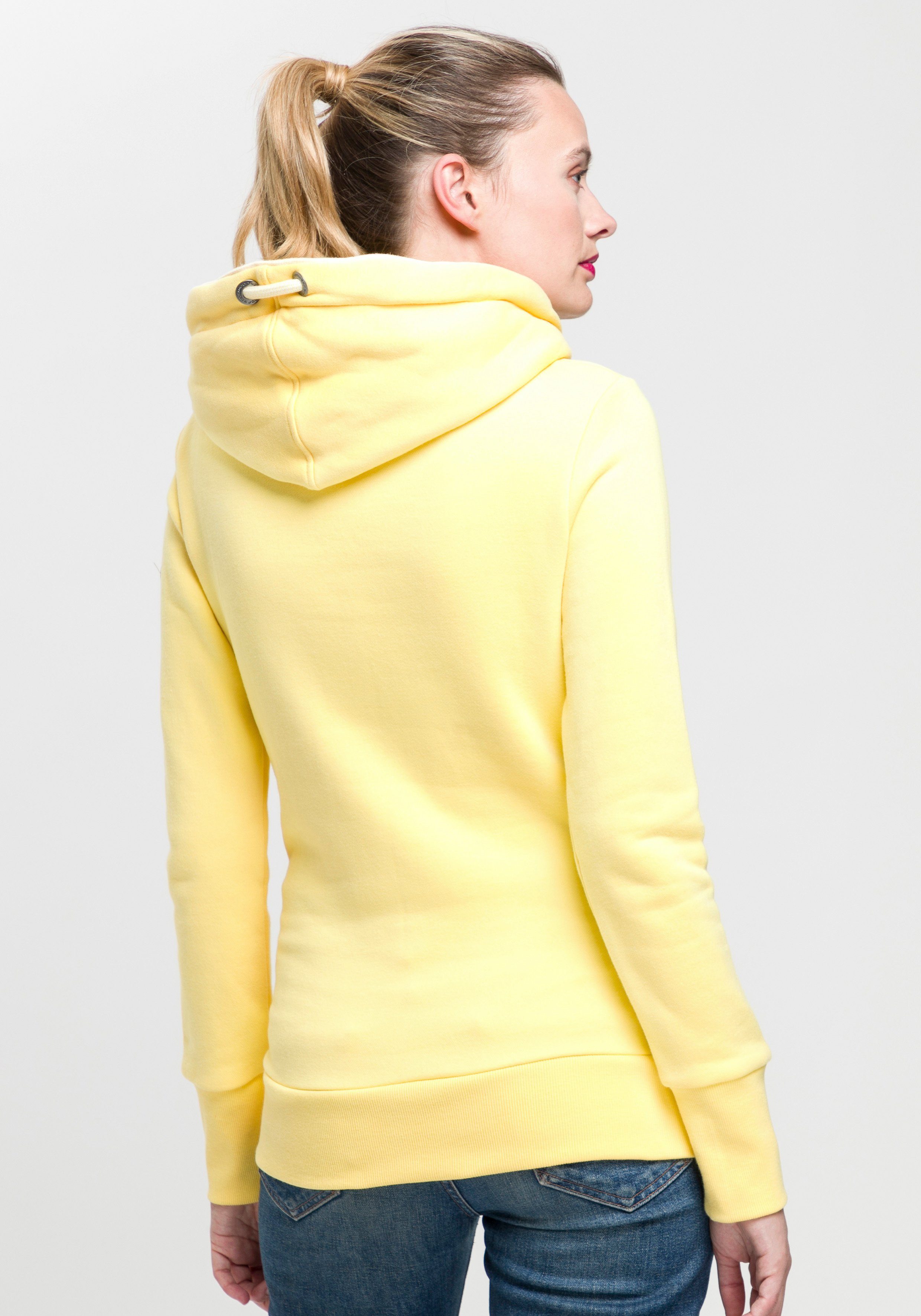 6028 rustikalen Kordel-Akzenten Ragwear GRIPYBUTTON mit yellow Sweatshirt Sweater