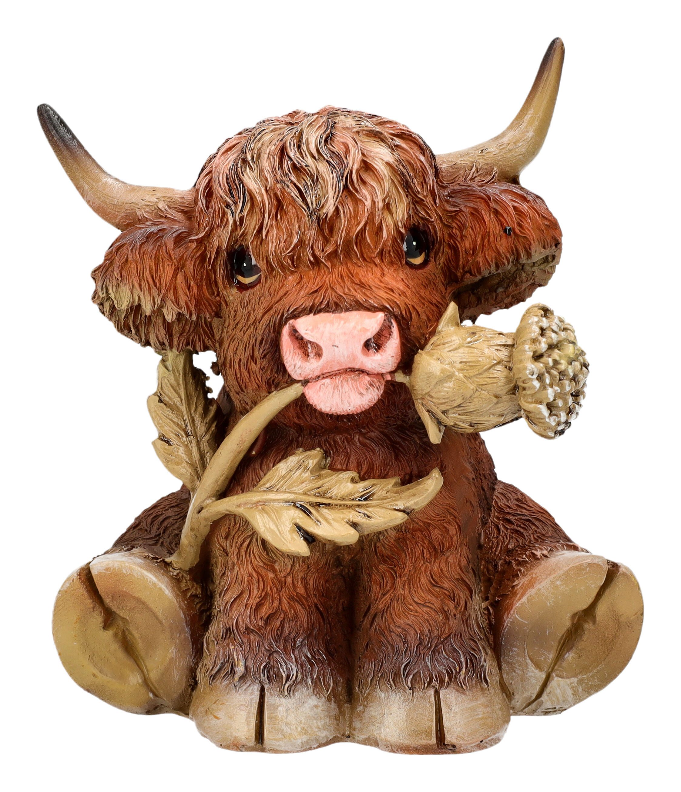 Tierfigur Nemesis Now Hochlandkuh Figur – Handbemalte Polyresin Statue 10.5 cm