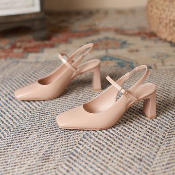 jalleria High Heels Damen-Sandalen mit dickem Absatz und Bag Toe High Heel High-Heel-Sandalette