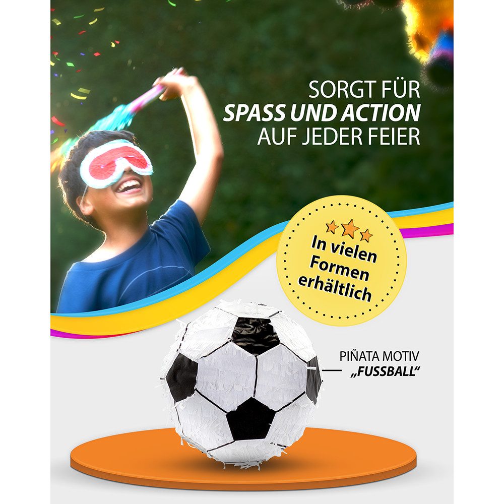 Boland Pinata Pinata Fußball Ø 30 cm Schlag-Pinata für Kindergeburtstag Sport-Party, Individuell befüllbar (ungefüllt geliefert), klassisches Design