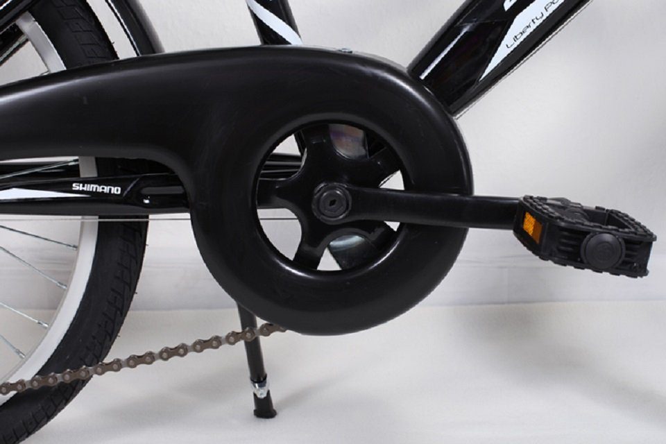 Talson Kinderfahrrad 20 Zoll Cityrad, 6 Gang Shimano, Kettenschaltung, mit Beleuchtung nach StVZO und Gepäckträger Schwarz