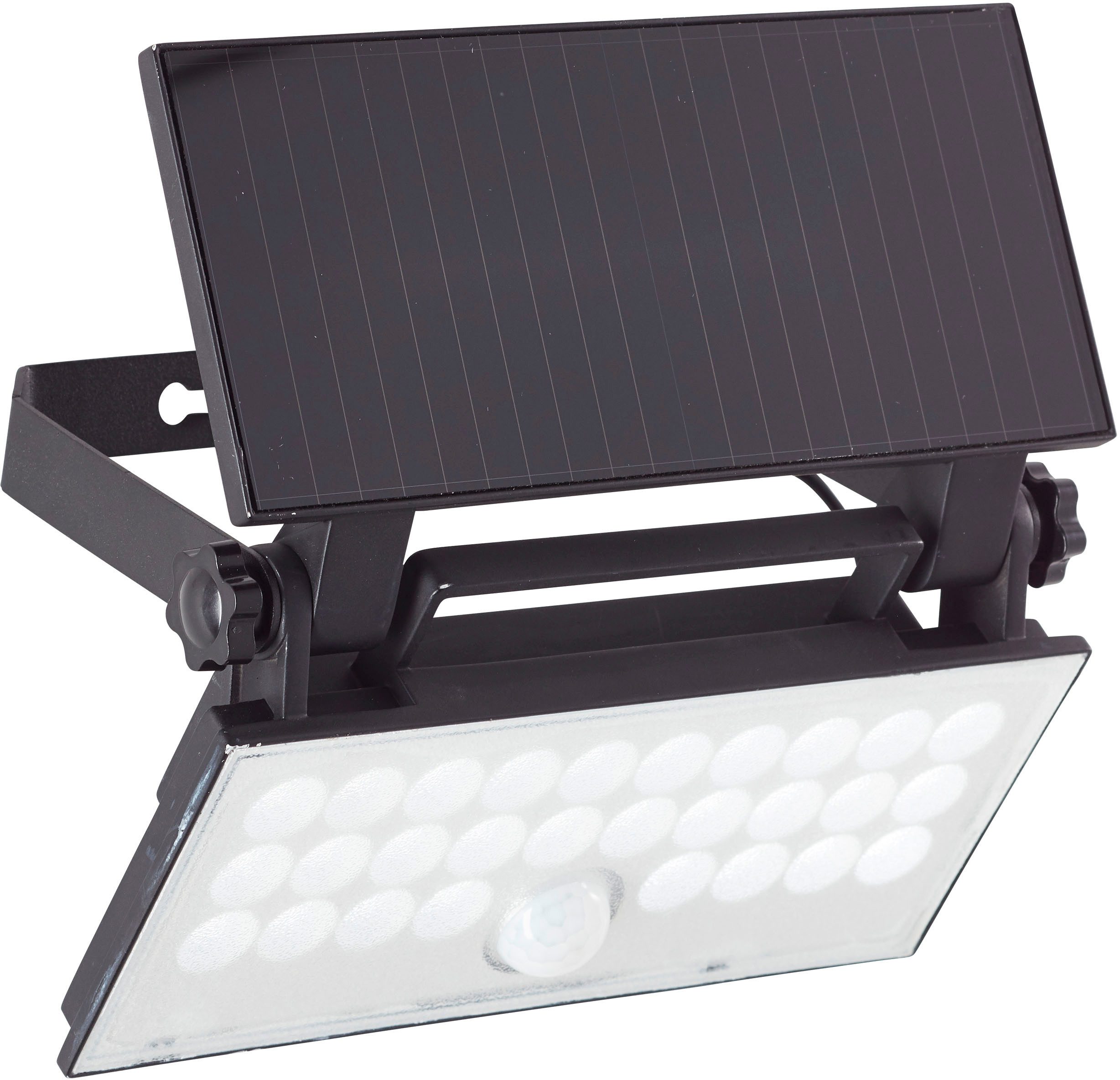 Brilliant LED Außen-Wandleuchte Luton, Bewegungsmelder, LED fest integriert, Solar, 19 cm, 1000 lm, 4100 K, schwenkbar, schwarz