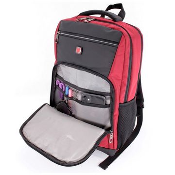 SHG Freizeitrucksack Rucksack Schulrucksack Sportrucksack Fahrradrucksack Kurierrucksack (rot), Cityrucksack Backpack Notebook_Rucksack 15,6"