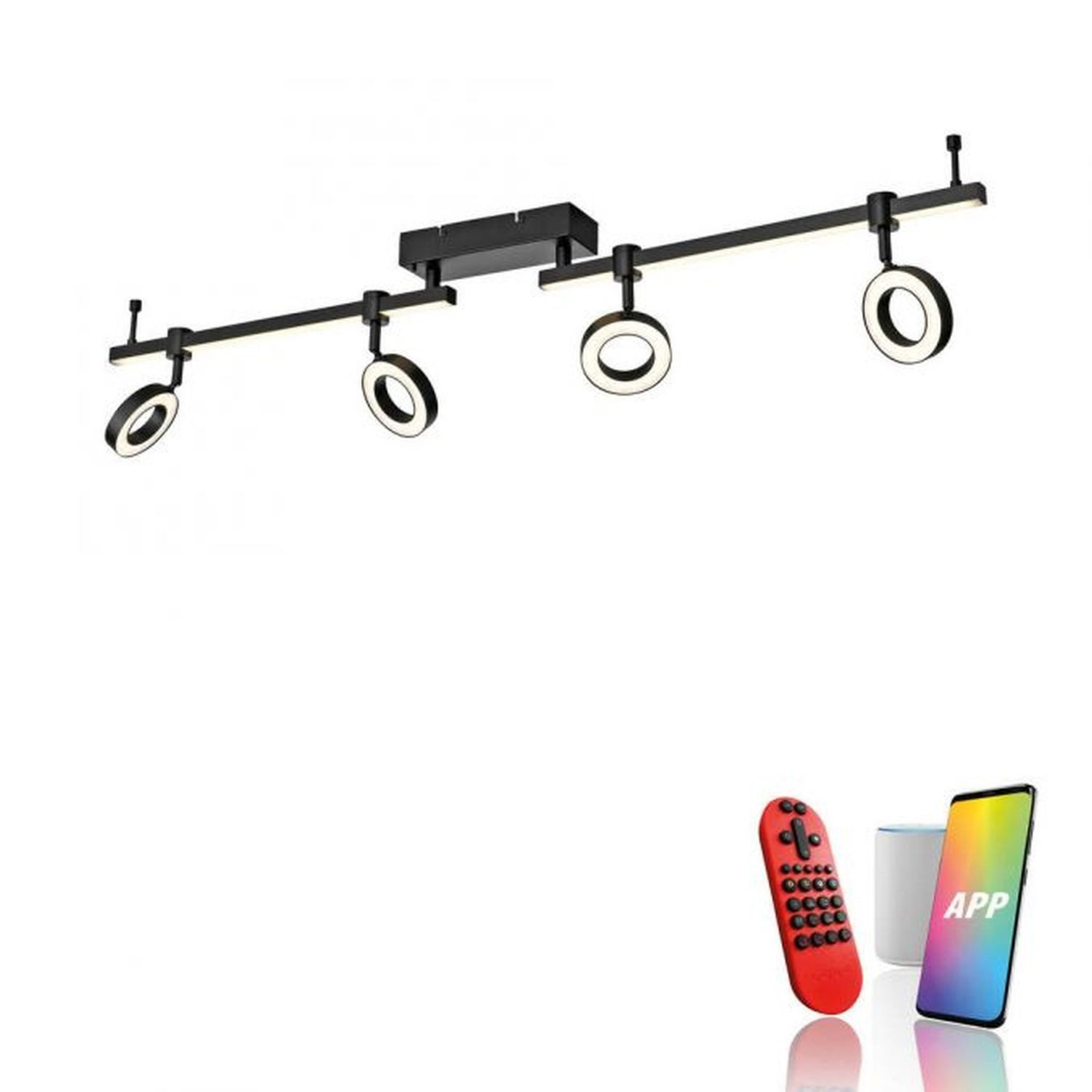 Licht-Erlebnisse Deckenstrahler ZYLDON, LED fest integriert, LED dimmbar Metall verstellbar Schwarz mit Farbwechsel 2700-5000 K