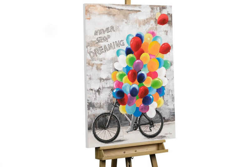 KUNSTLOFT Gemälde Bike Euphoria, Leinwandbild 100% HANDGEMALT Wandbild Wohnzimmer