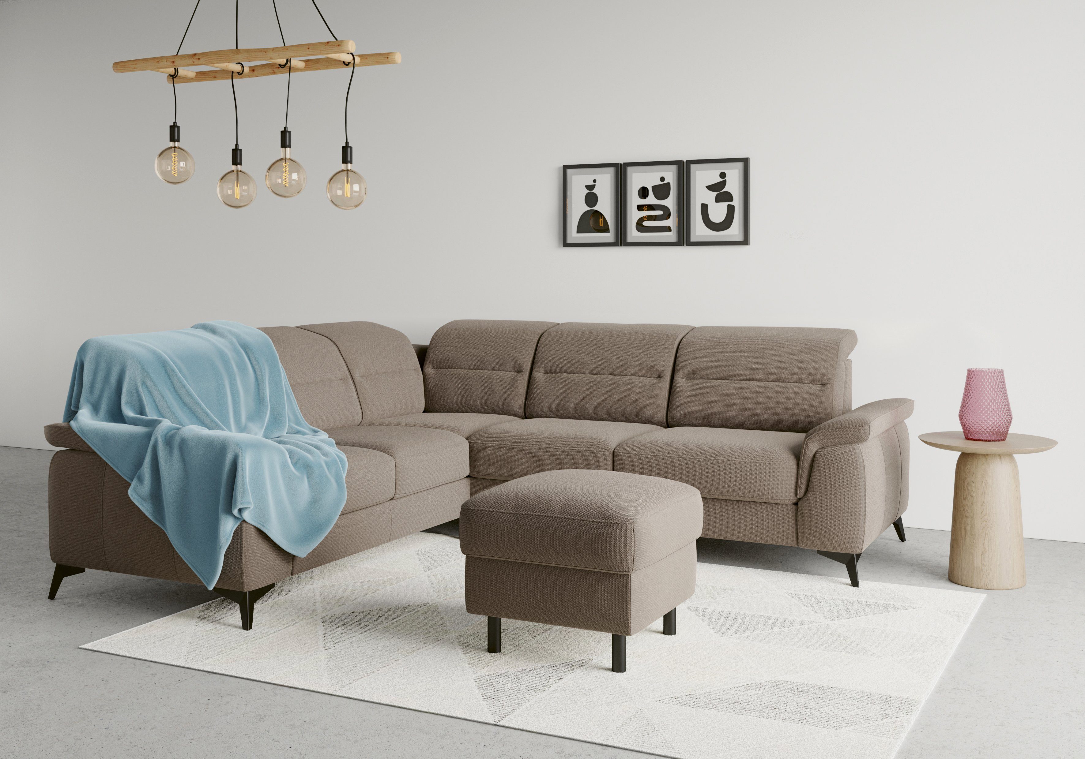 sit&more Ecksofa Sinatra, mit und optinal Armteilfunktion, Kopfteilverstellung Metallfüße