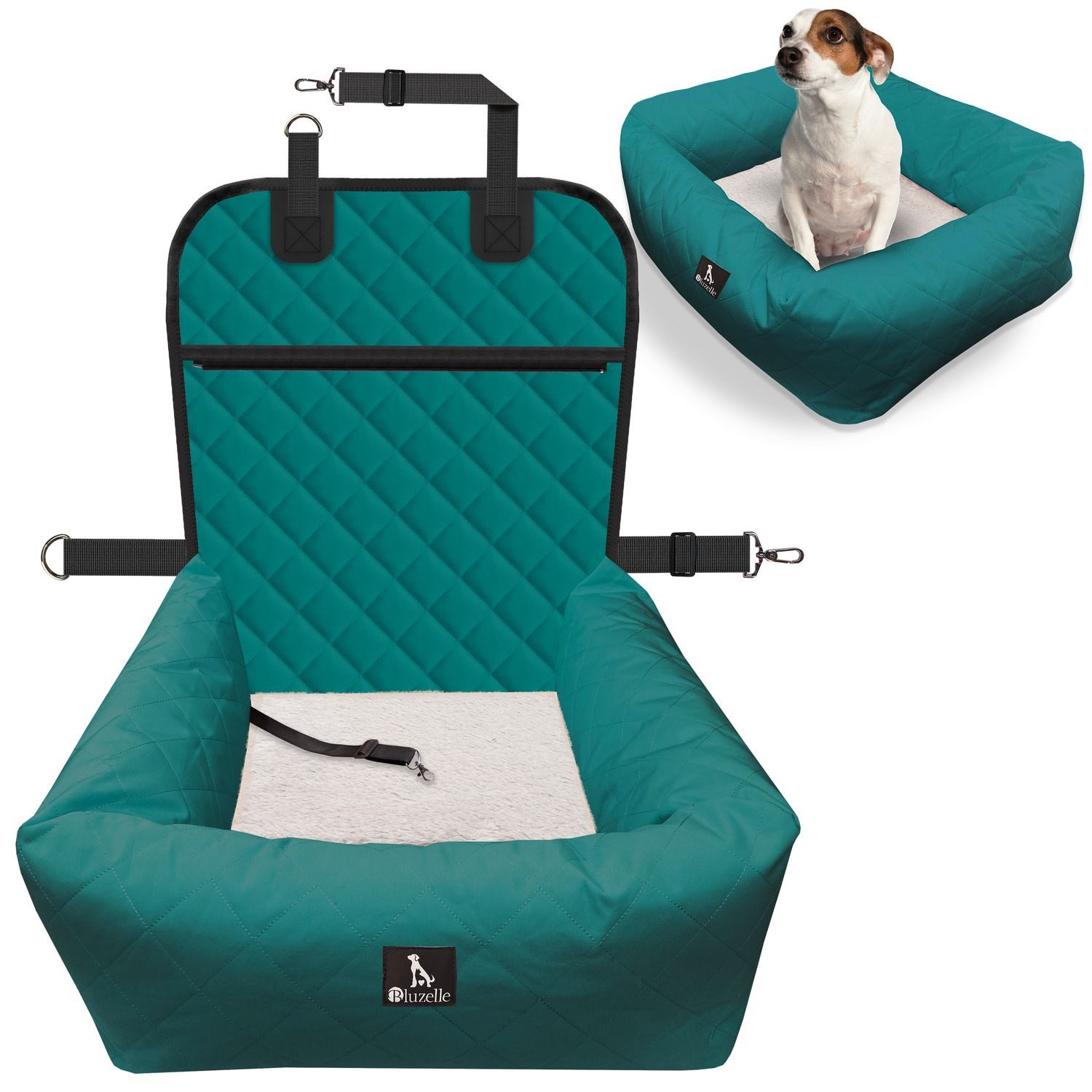 Bluzelle Tierbett Premium Hunde Autositz, 2-in-1 Hundebett, Haustier Auto Transport-Sitz, Wasserfester Oxford Stoff, Reise Hundesitz für Kleine & Mittlere Hunde / Waschbar Rutschfest