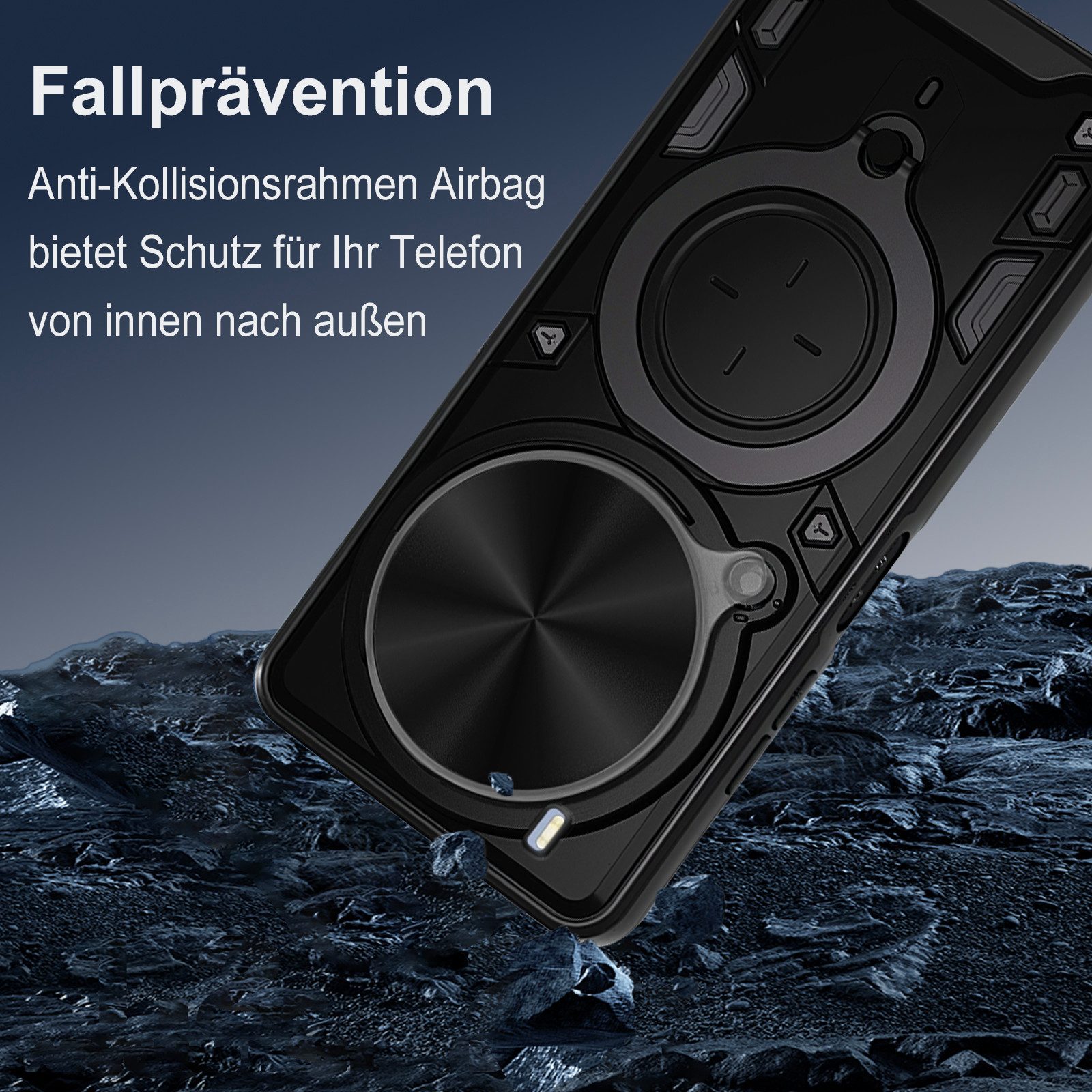 betterfon Handyhülle für ZTE Blade Hülle mit Slide Kameraschutz Ringhalter, Outdoorhülle mit Smartstand, Ringhalter & Silikonkern – Bild 4 von 5