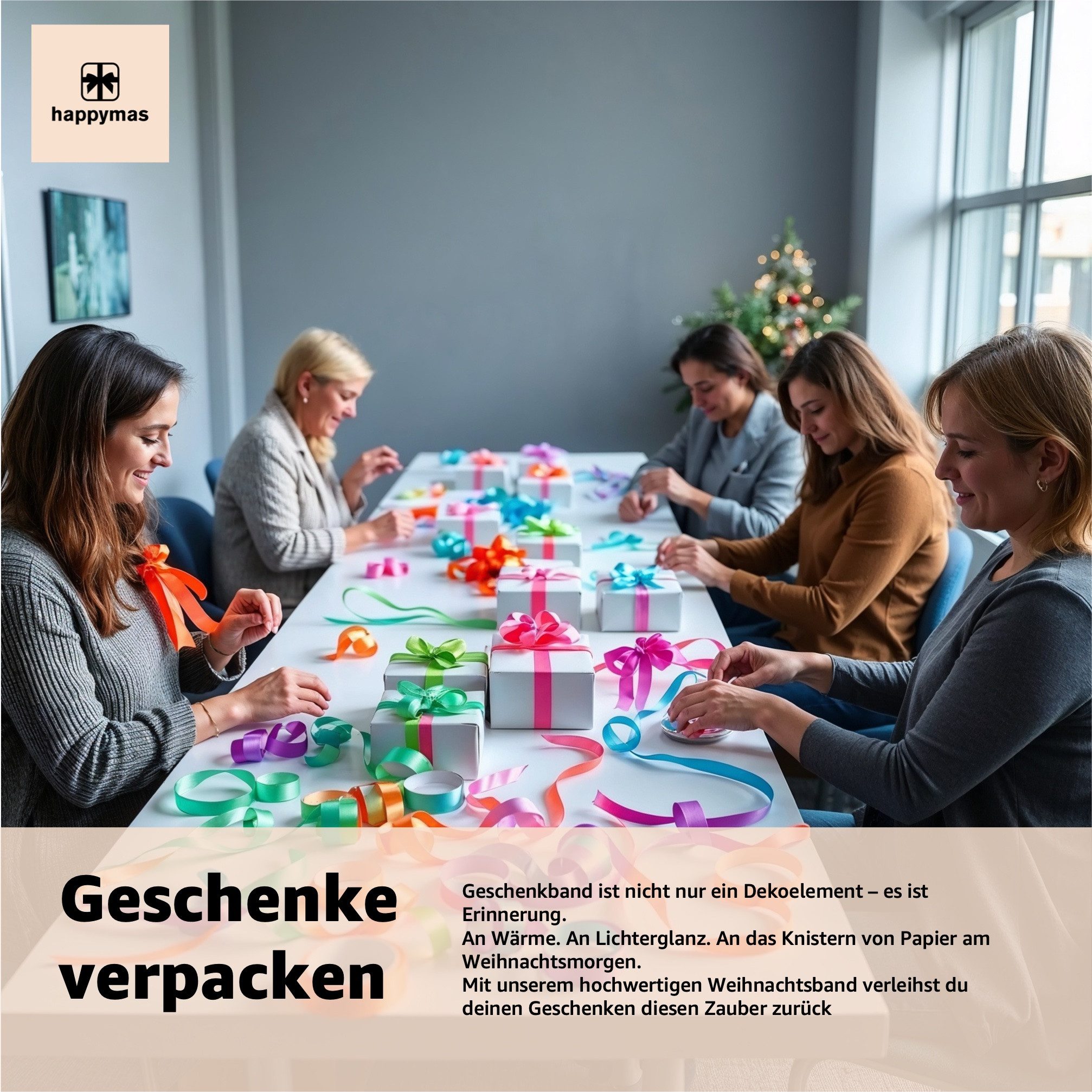 happymas Geschenkband 18er Ringelband Set mit bunten Farben je 20 Meter - Geschenkband