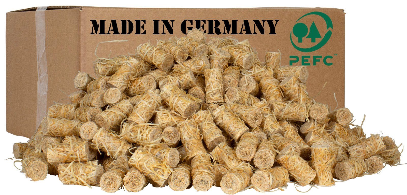 Trendyshop365 Grillanzünder Ökologische Holzwolle aus Bayern, 5 kg, (Vorrats-Sparpack, Anzündwolle, Kaminanzünder, Bioanzünder), 100% natürlich, aus nachhaltiger Forstwirtschaft, PEFC zertifiziert