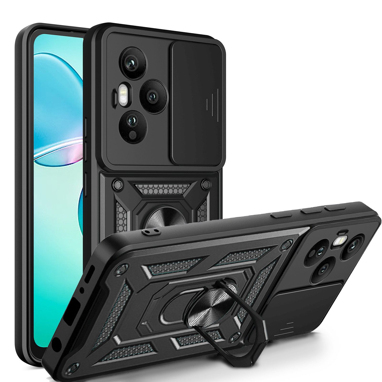 betterfon Handyhülle Panzer Hülle für Honor 400 Pro Outdoor Case mit Kameraschutz, Outdoorhülle mit Ringhalter Smartstand Kameraschutz und Silikonkern