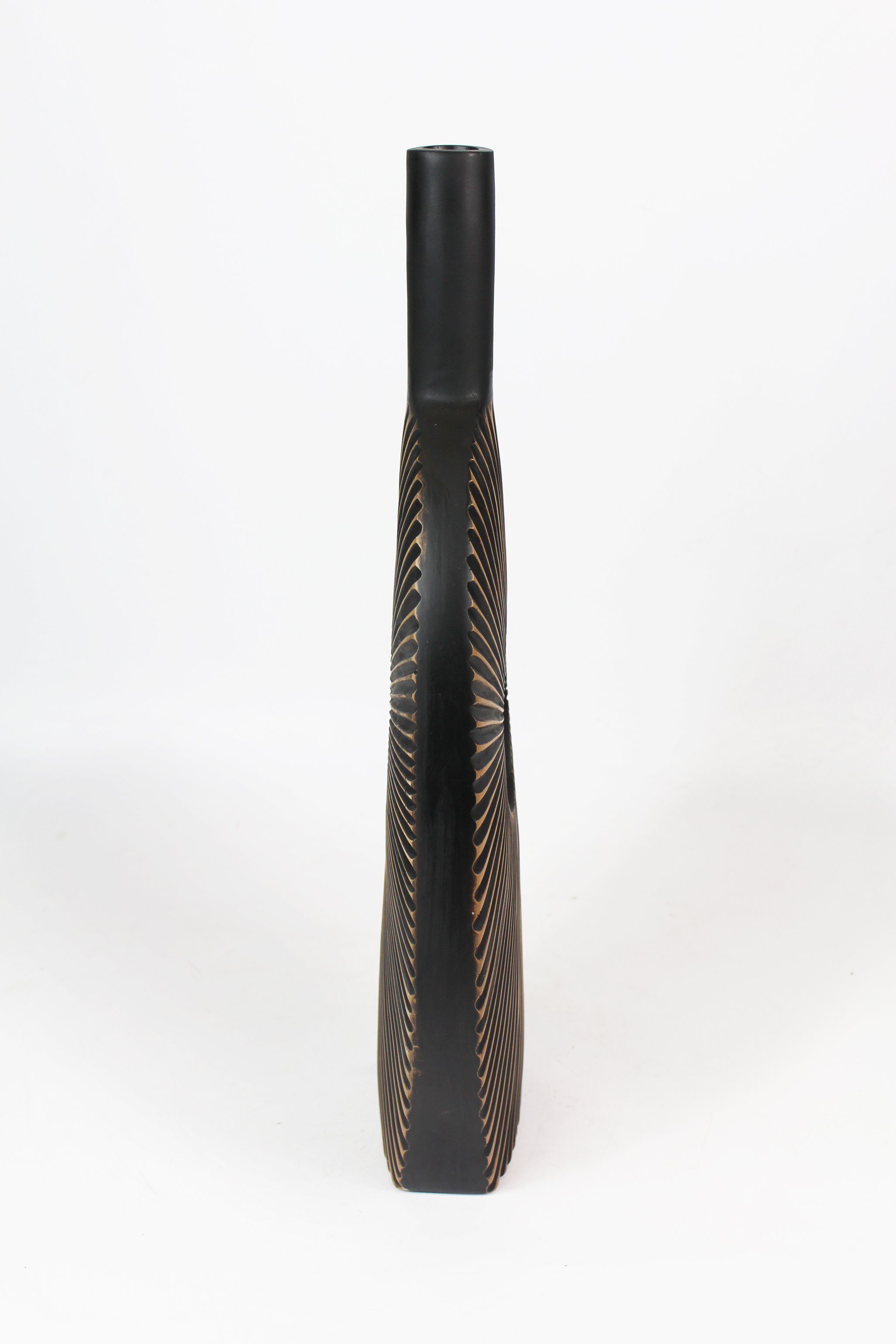 Arnusa Dekovase Blumenvase moderne Vase geriffelt Braun Dekoration, große Tischvase mit Filzgleiter – Bild 5 von 5