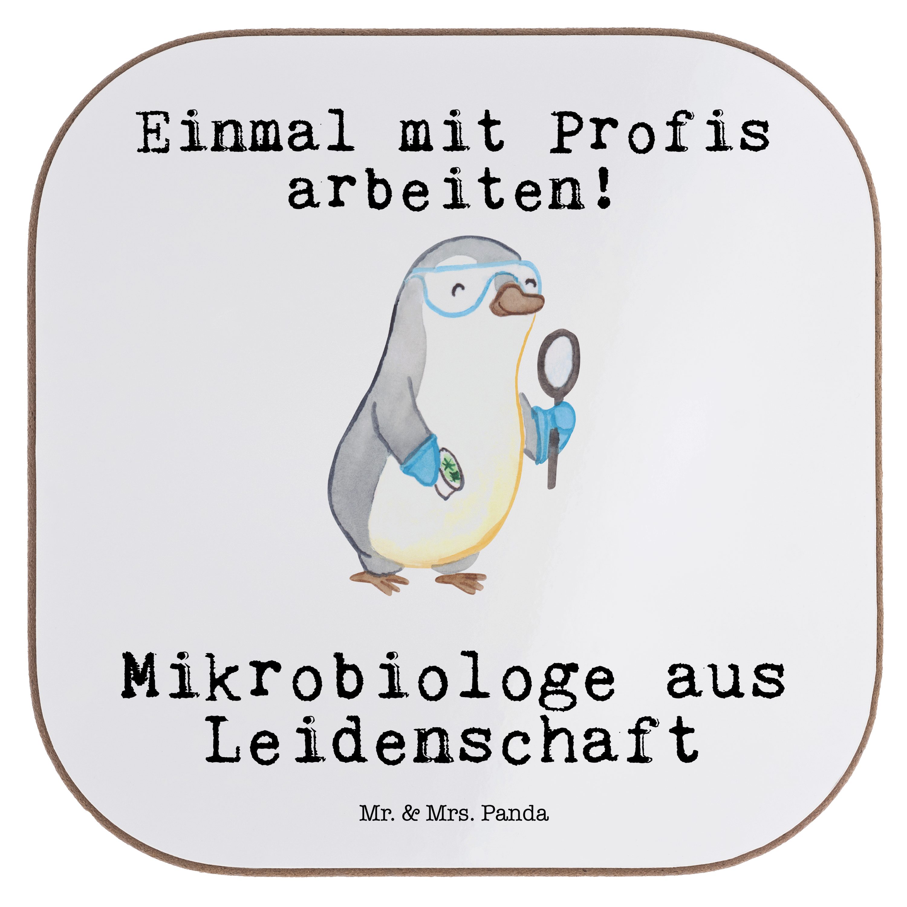 Mr. & Mrs. Panda Getränkeuntersetzer Mikrobiologe aus Leidenschaft - Weiß - Geschenk, neugierig, Forschung, 1-tlg.