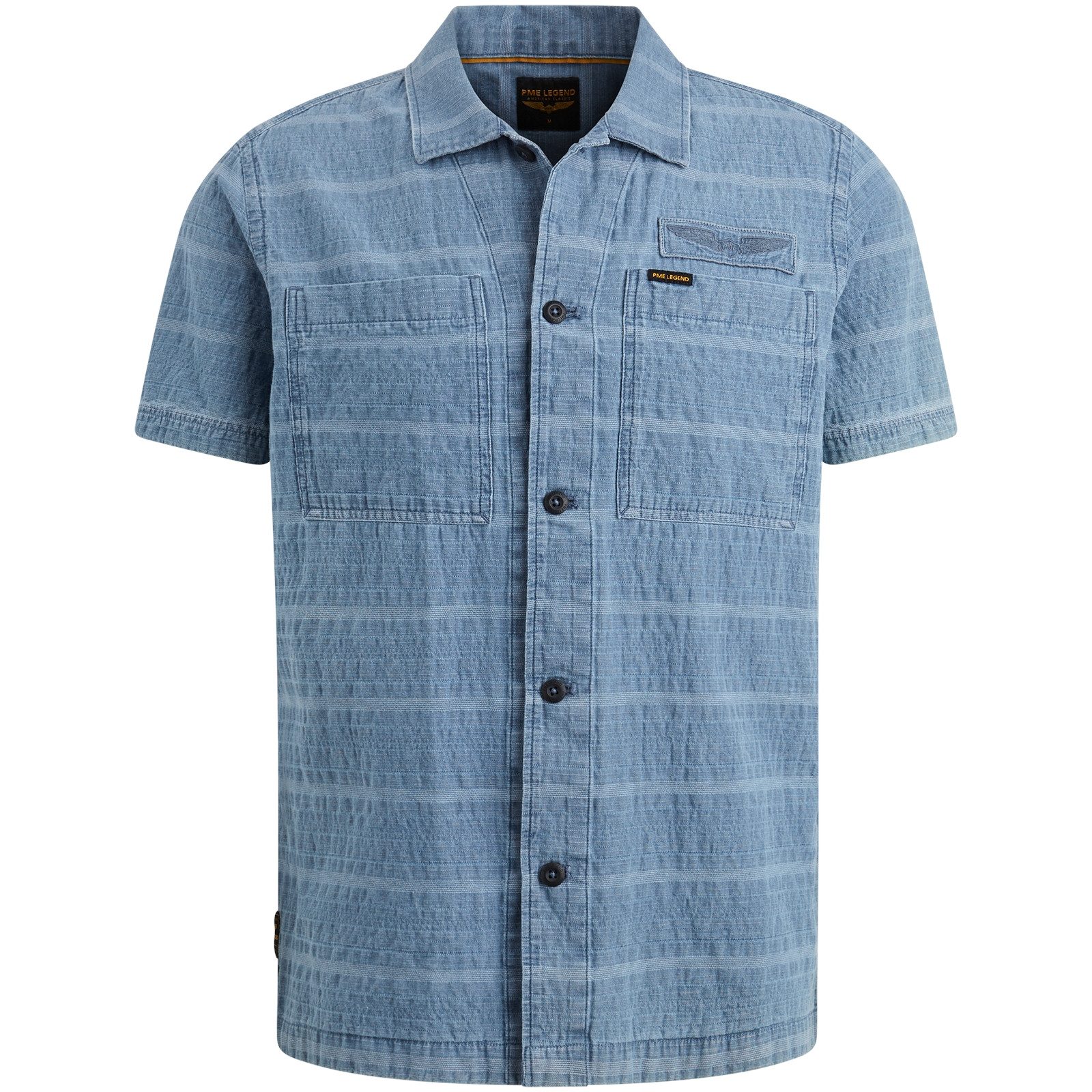 PME LEGEND Langarmhemd Short Sleeve Shirt Chambray Dobby