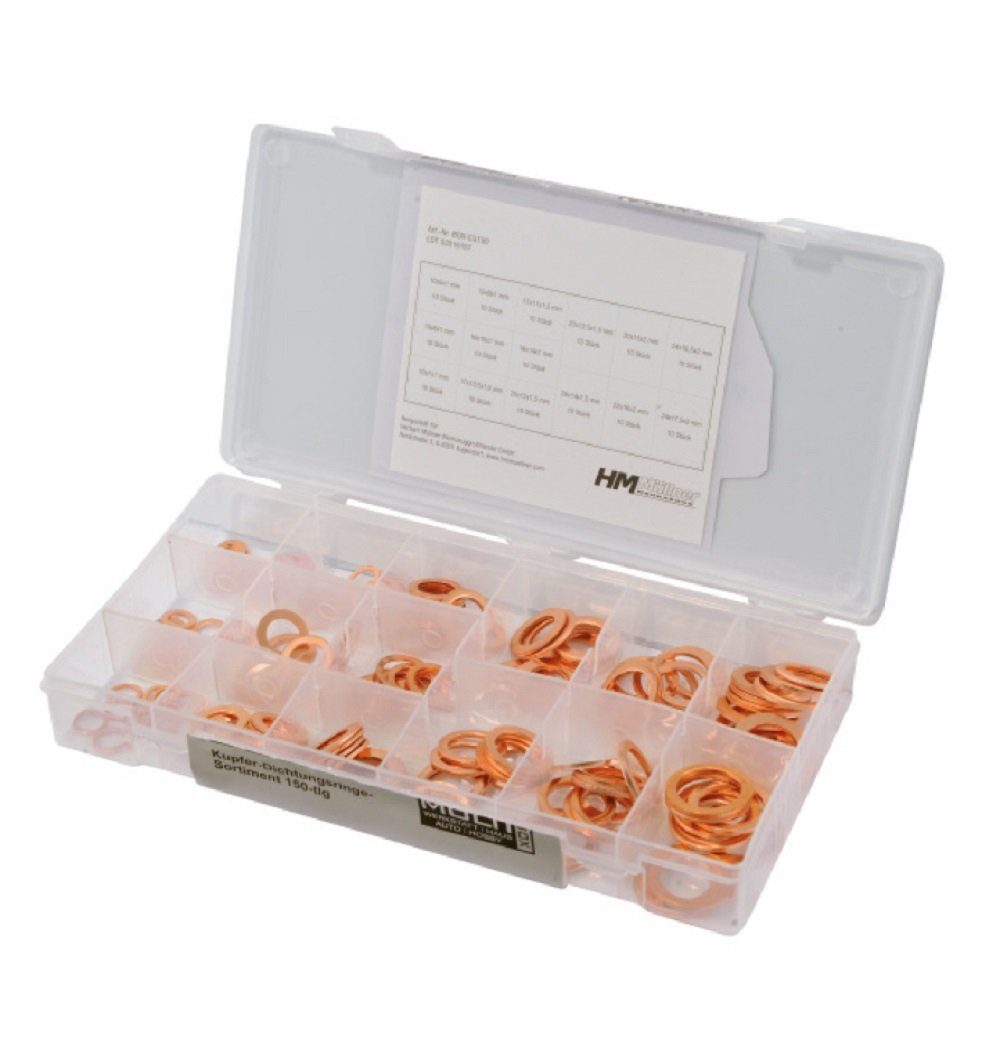 Werkstatt-Set HM Kupferring Sortiment 150-tlg Dichtungsringe BOX-CU150