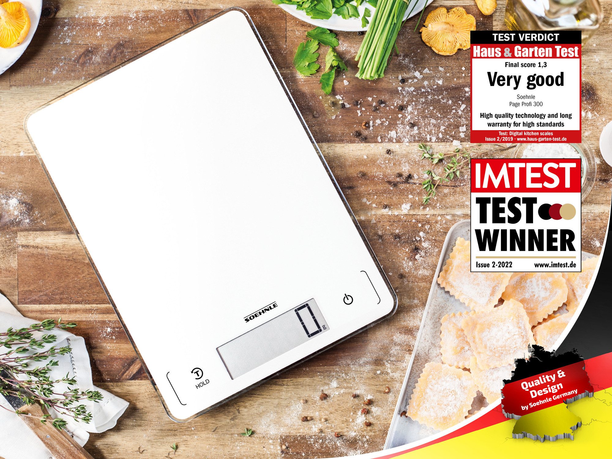 Soehnle Küchenwaage Page Profi 300, (1-tlg), LCD-Anzeige, große Wiegefläche, bis 20kg, Zuwiegefunktion (Tara), g/lb
