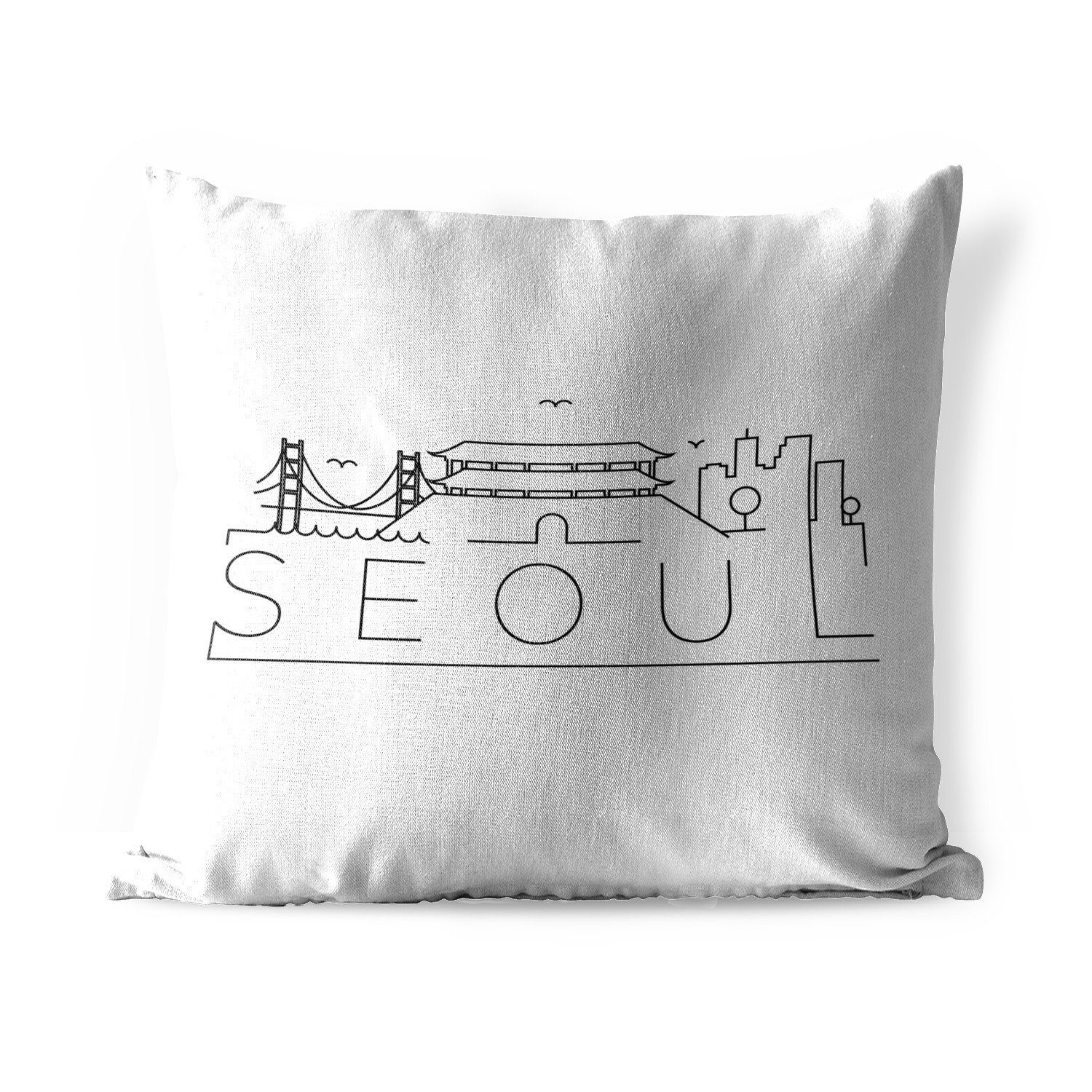 weiß, "Seoul" Kissenbezüge, Dekokissen, Dekokissenbezug, Kissenhülle, auf MuchoWow Outdoor Dekokissen Skyline schwarz