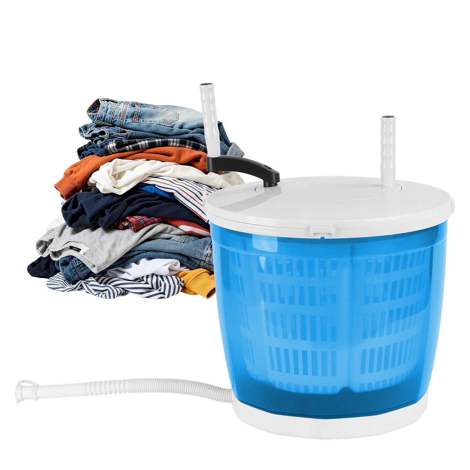 Rutaqian Wäschekorb Mini Waschmaschine manuell mit Schleuderfunktion 2kg ohne Strom, Manuelle Waschmaschinen für Reisen, Outdoor-Aktivitäten und Camping.