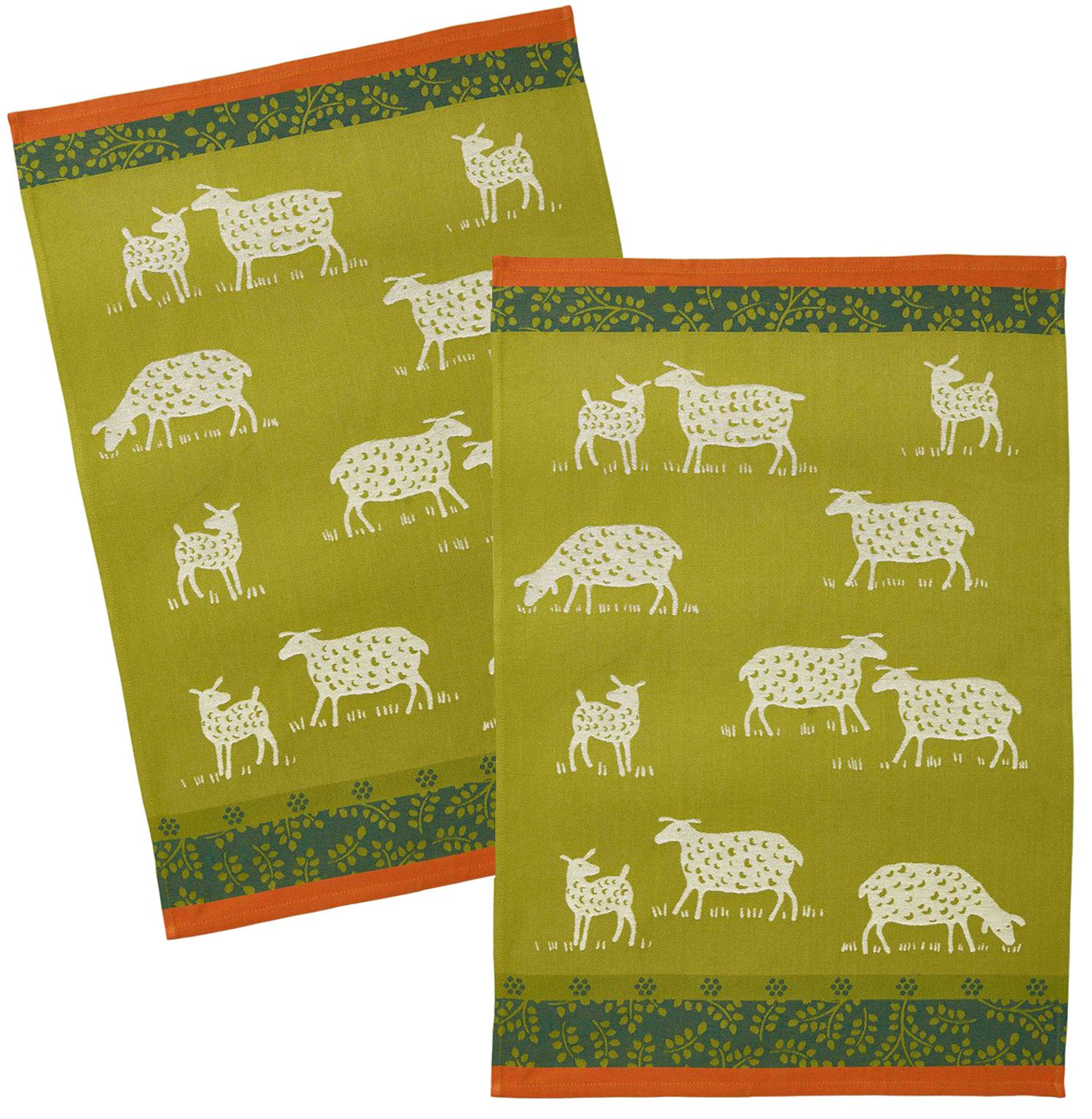 Coucke Geschirrtuch Paturage, (2-tlg., 2-teilig), Küchentücher (2 Stück) ca.50x75cm Jacquard Baumwolle