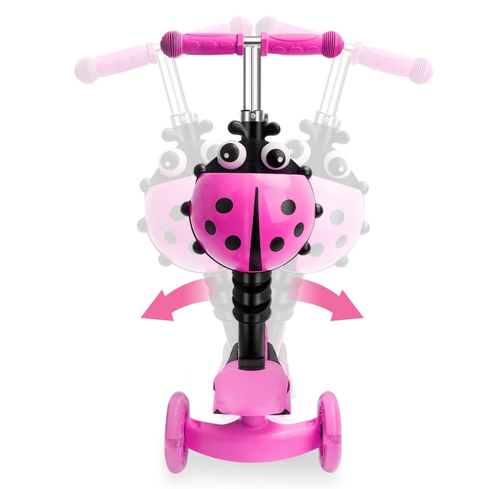 OUNUO Dreiradscooter Kinderroller LED ab 2 Jahren–3 Räder,höhenverstellbar,rutschfest – Bild 4 von 5