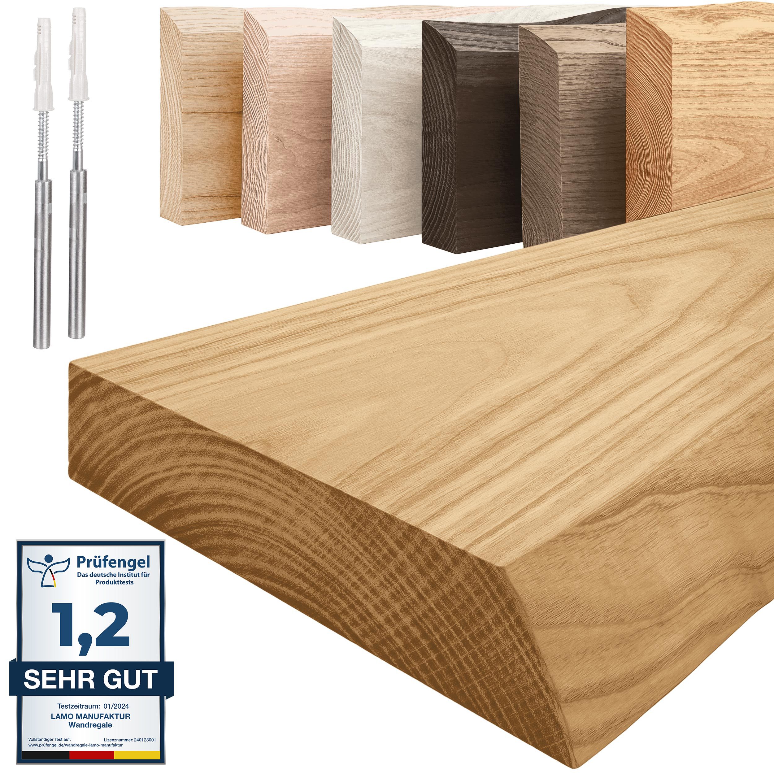 LAMO Manufaktur Wandregal Holz Baumkante Regal Farbe: Rustikal Invisible: S günstig online kaufen