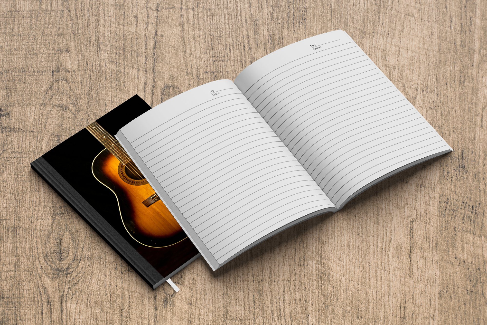 Notizheft, Gitarre A5, Notizbuch Akustische Journal, Hintergrund, 98 Haushaltsbuch Seiten, Merkzettel, Tagebuch, auf schwarzem MuchoWow