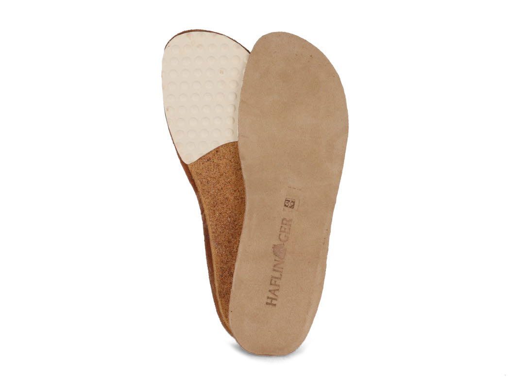 Haflinger Einlegesohlen Wechselfußbett Everest Softi, beige, Ledereinlegesohlen, Einlegesohle, Latex-Komfort-Zone, Korkfußbett