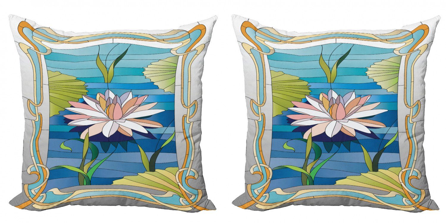 Buntglas Doppelseitiger Kissenbezüge Lotus Stück), Jugendstil (2 Modern Digitaldruck, Abakuhaus Accent