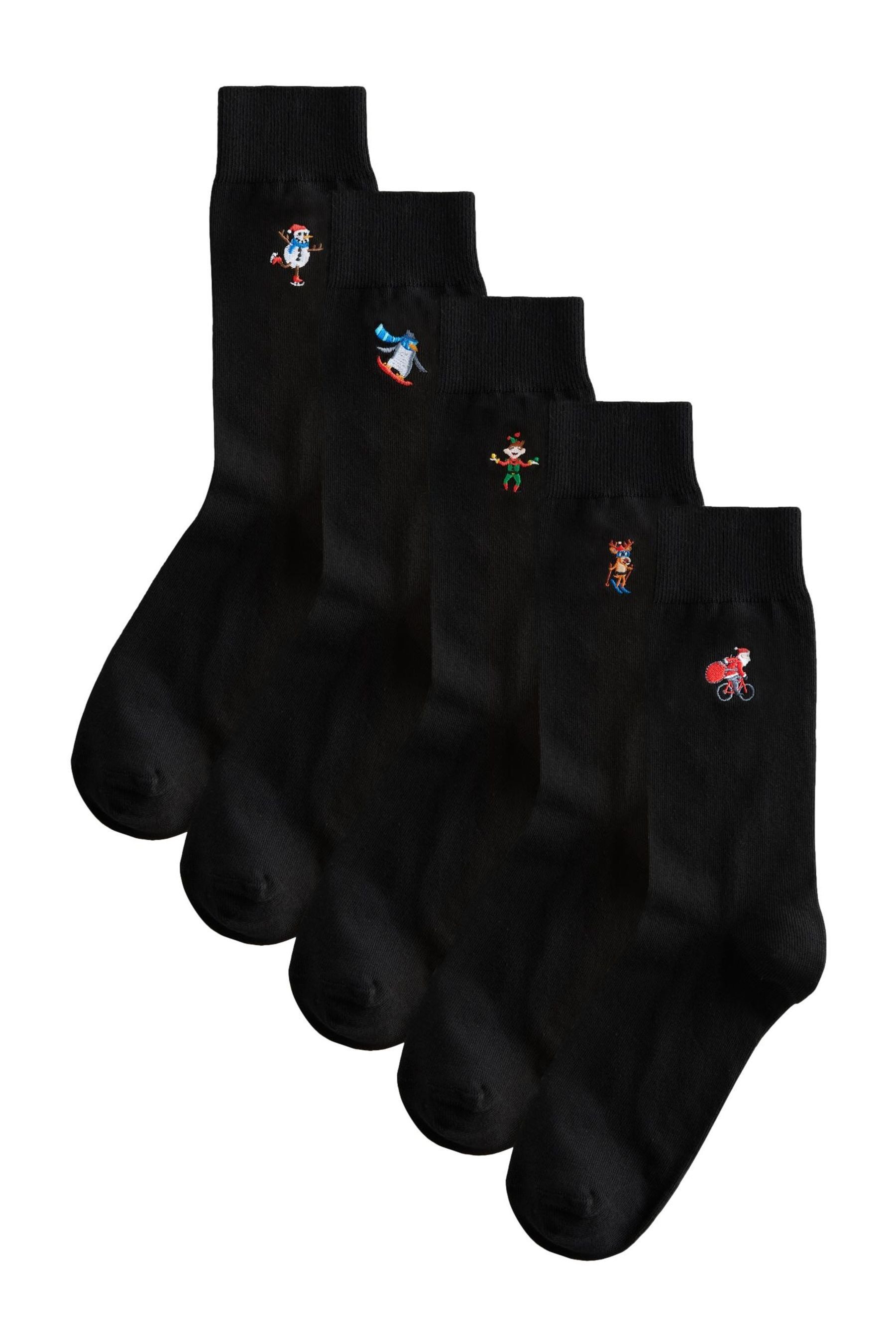 Next Basicsocken Socken mit aufgesticktem Weihnachtsmotiv, 5er-Pack (5-Paar günstig online kaufen