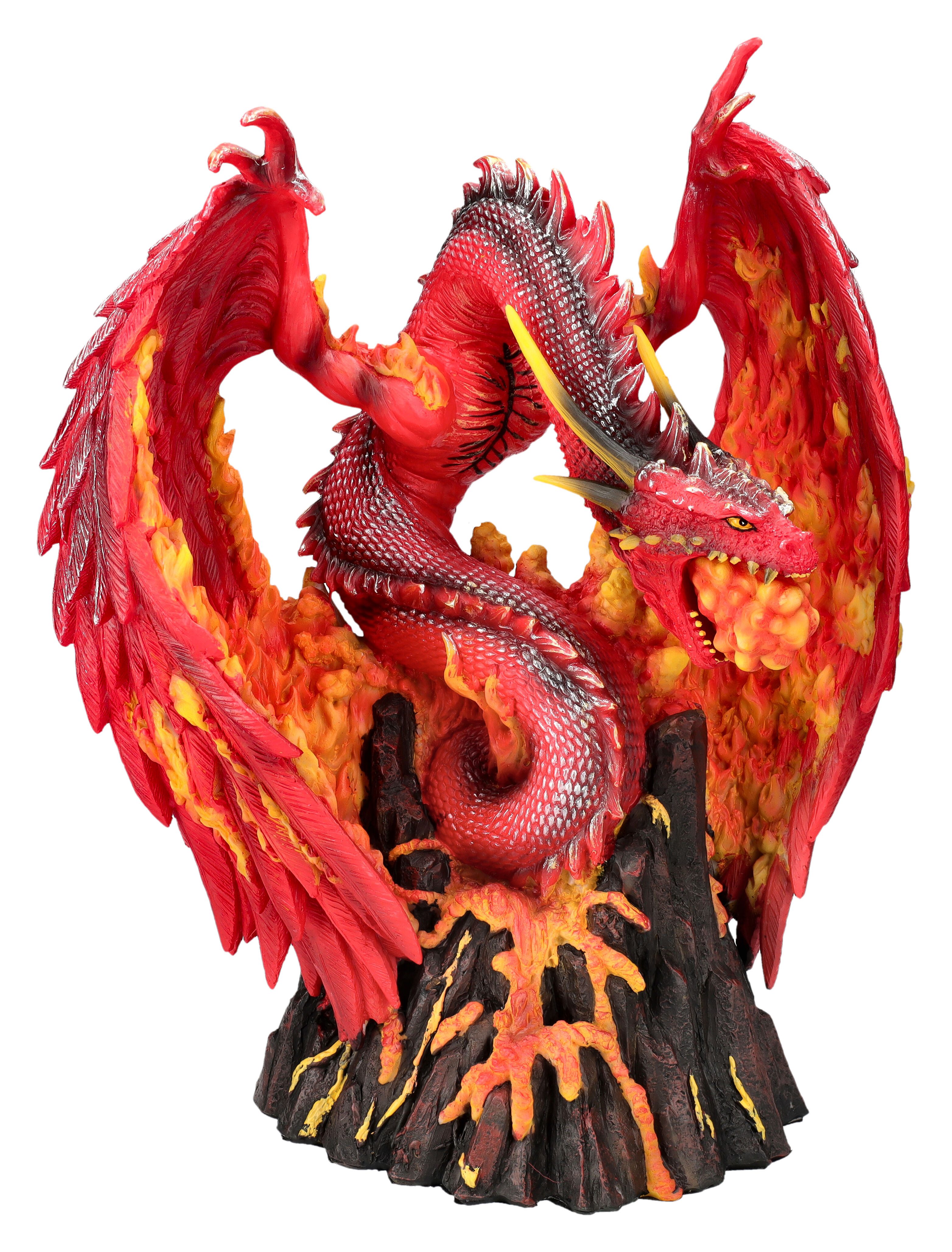 Figuren Shop GmbH Fantasy-Figur Drachen Figur - Feuerdrache Asher - Derek Forst - Fantasy Dekofigur Dr