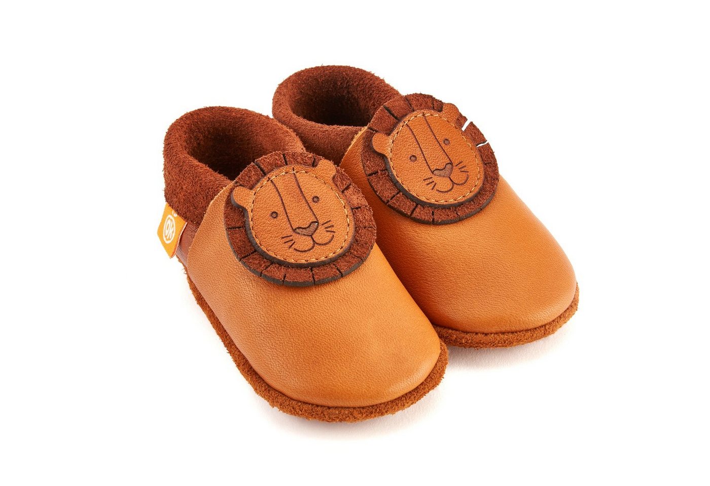 Orangenkinder® Leo der Löwe Baby Krabbelschuh pflanzlich gegerbtes Leder, Made in Germany, atmungsaktiv