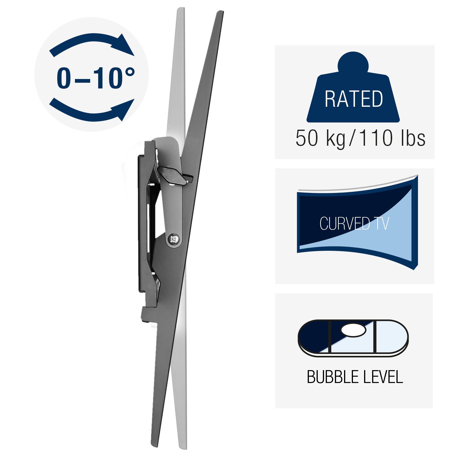 CAVO TV-Wandhalterung TV-Halterung neigbar, für Flach & Curved Fernseher & Monitor, (bis 70 Zoll, für 37 - 70 Zoll Bildschirme bis 50 kg, max. VESA 600x400 mm)