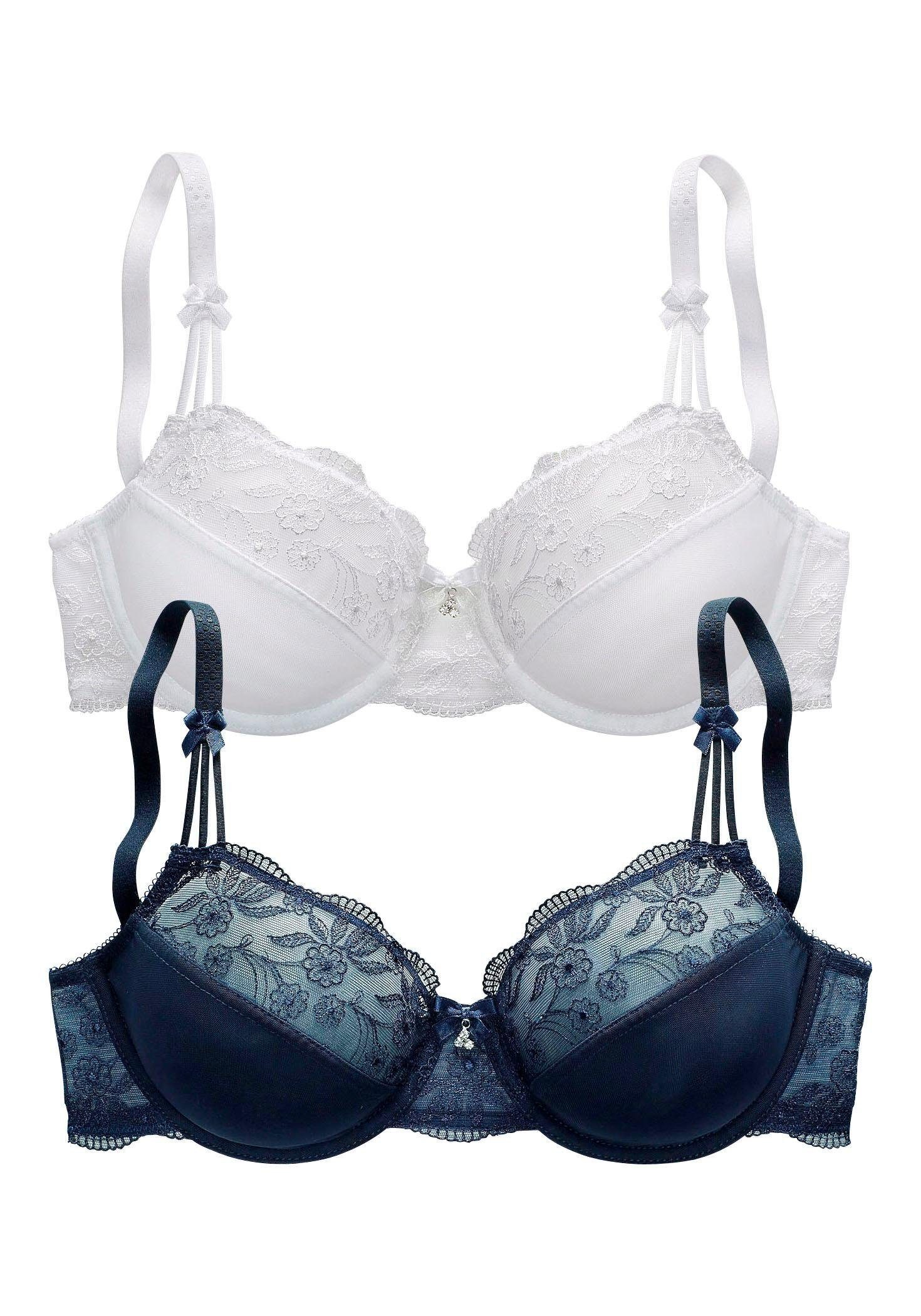 Nuance by Lascana Bügel-BH (Packung, 2 Stück) mit Stickereispitze, als Dessous-Set kombinierbar, große Größen – Bild 2 von 5