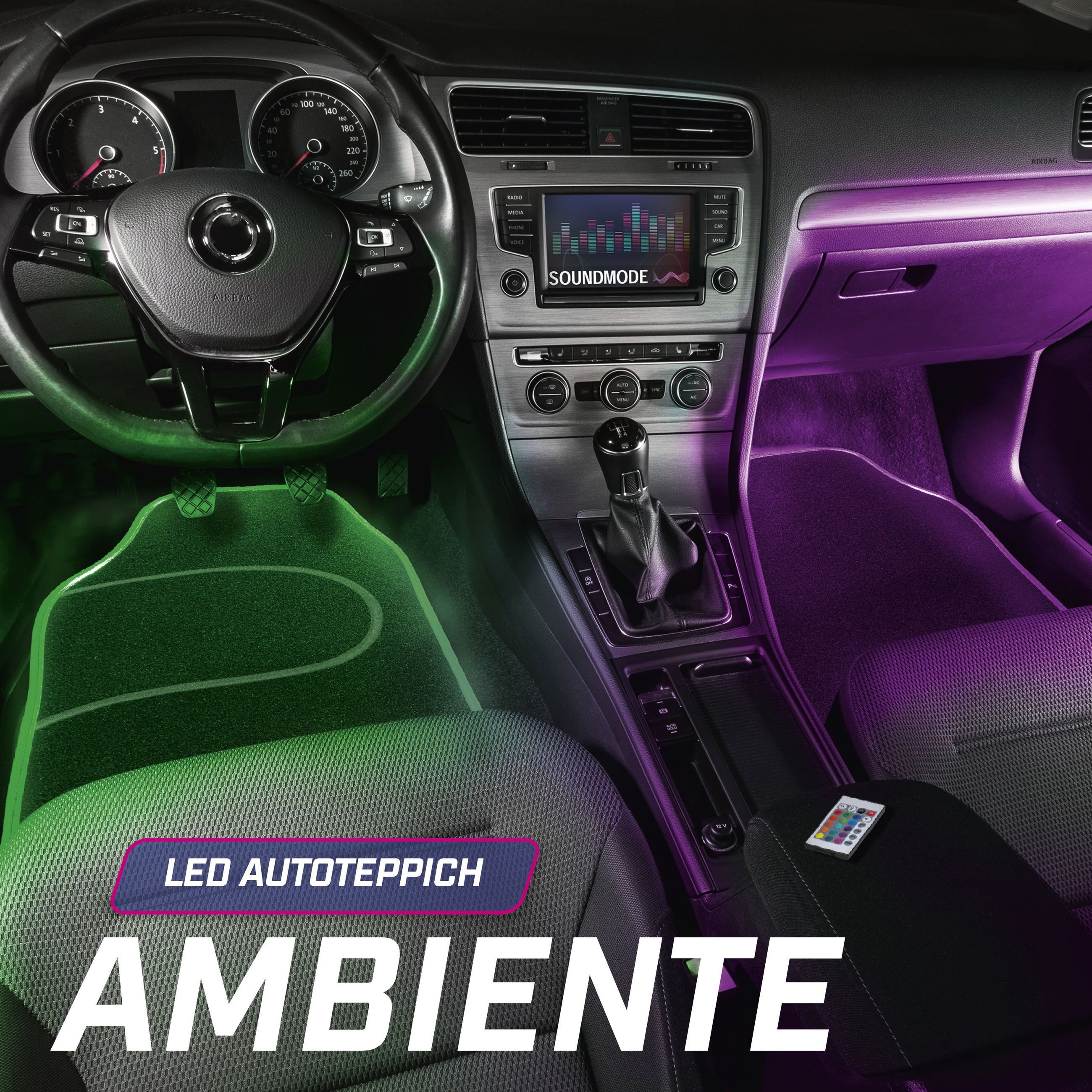 CarComfort Auto-Fußmatten Autoteppich Ambiente LED (2 St)