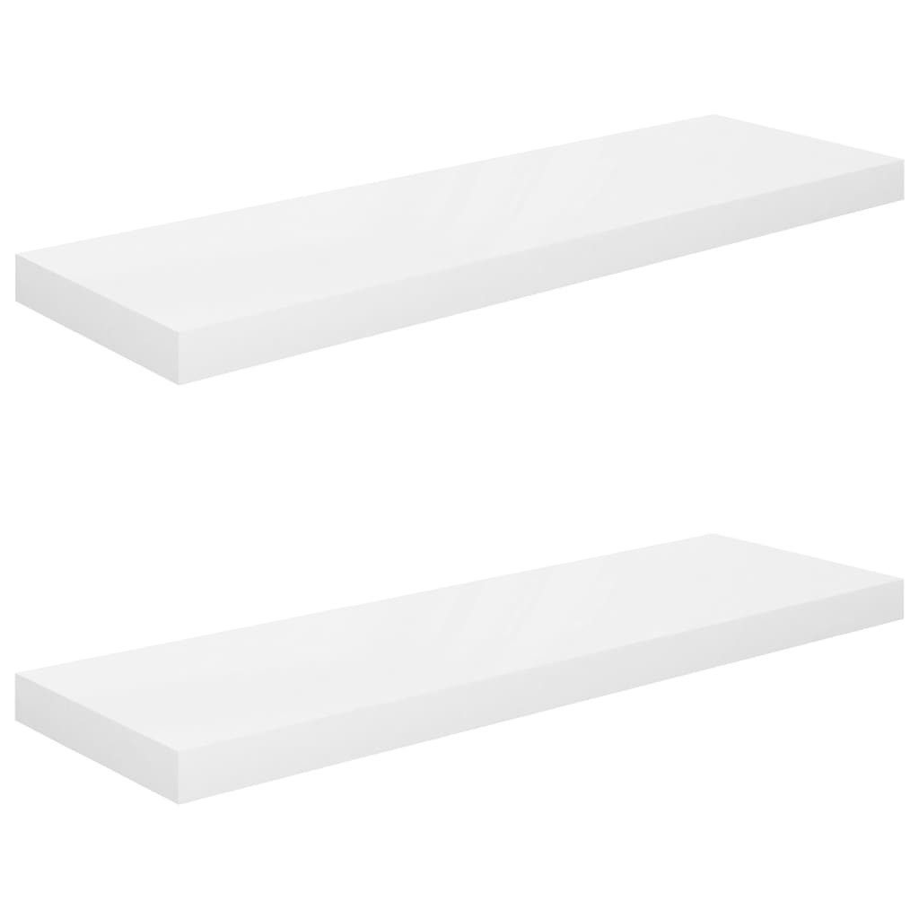 vidaXL Wandregal, Schweberegale 2 Stk. Hochglanz-Weiß 80x23,5x3,8 cm MDF