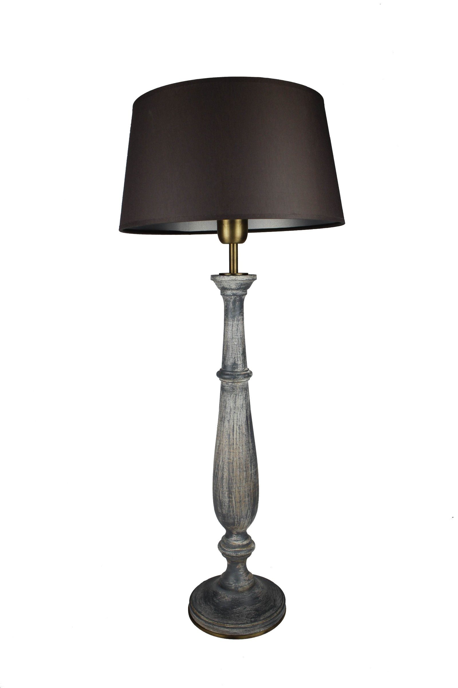 Collection grau warmweiß, handgefertigte aus schwarz, ohne Leuchte Signature Tischlampe Schirm Leuchtmittel, mit Schreibtischlampe Home Holz Italien gedrechselt