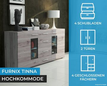 Furnix Hochkommode Anrichte TINNA 170 cm mit 2 Türen und 4 Schubladen ohne LED, B169 x H79 x T40 cm