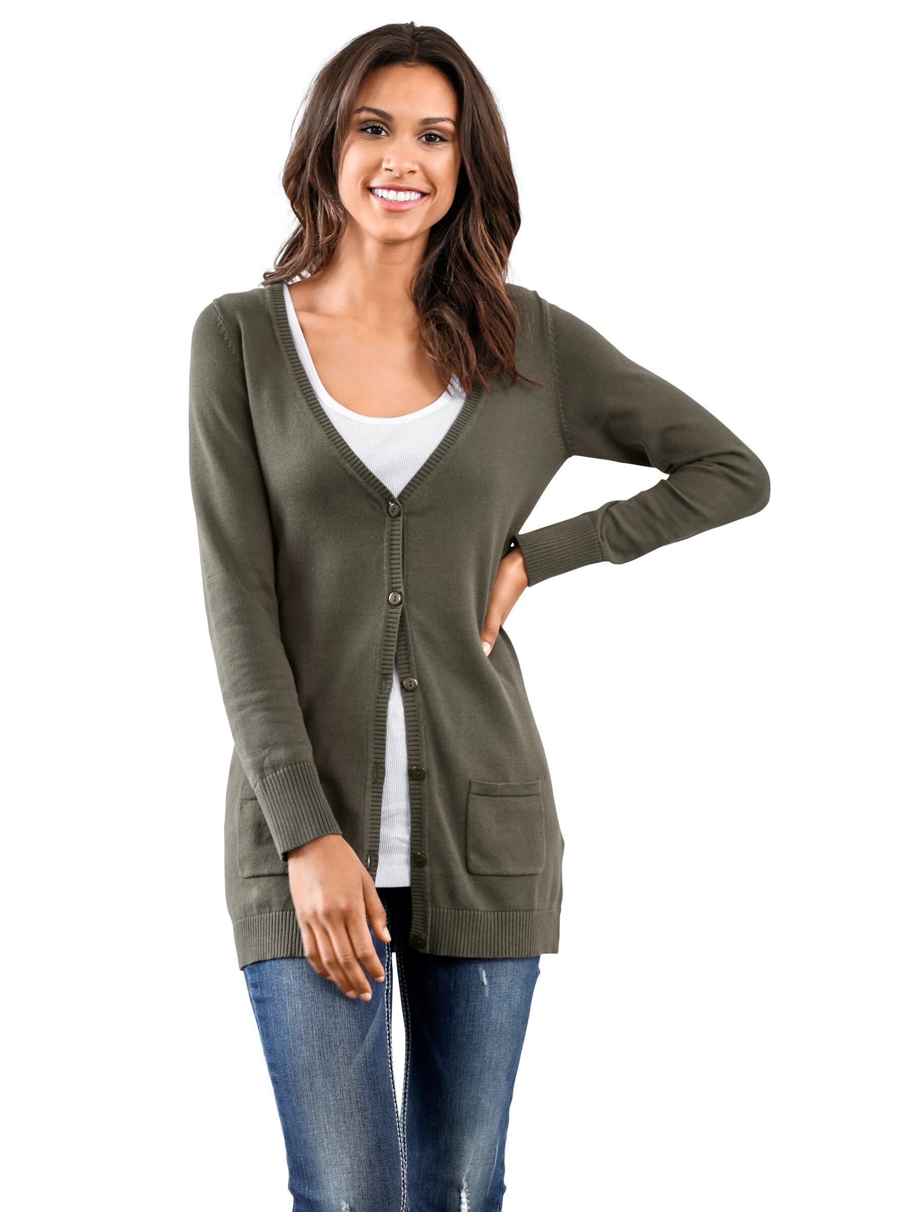 heine Strickjacke oliv