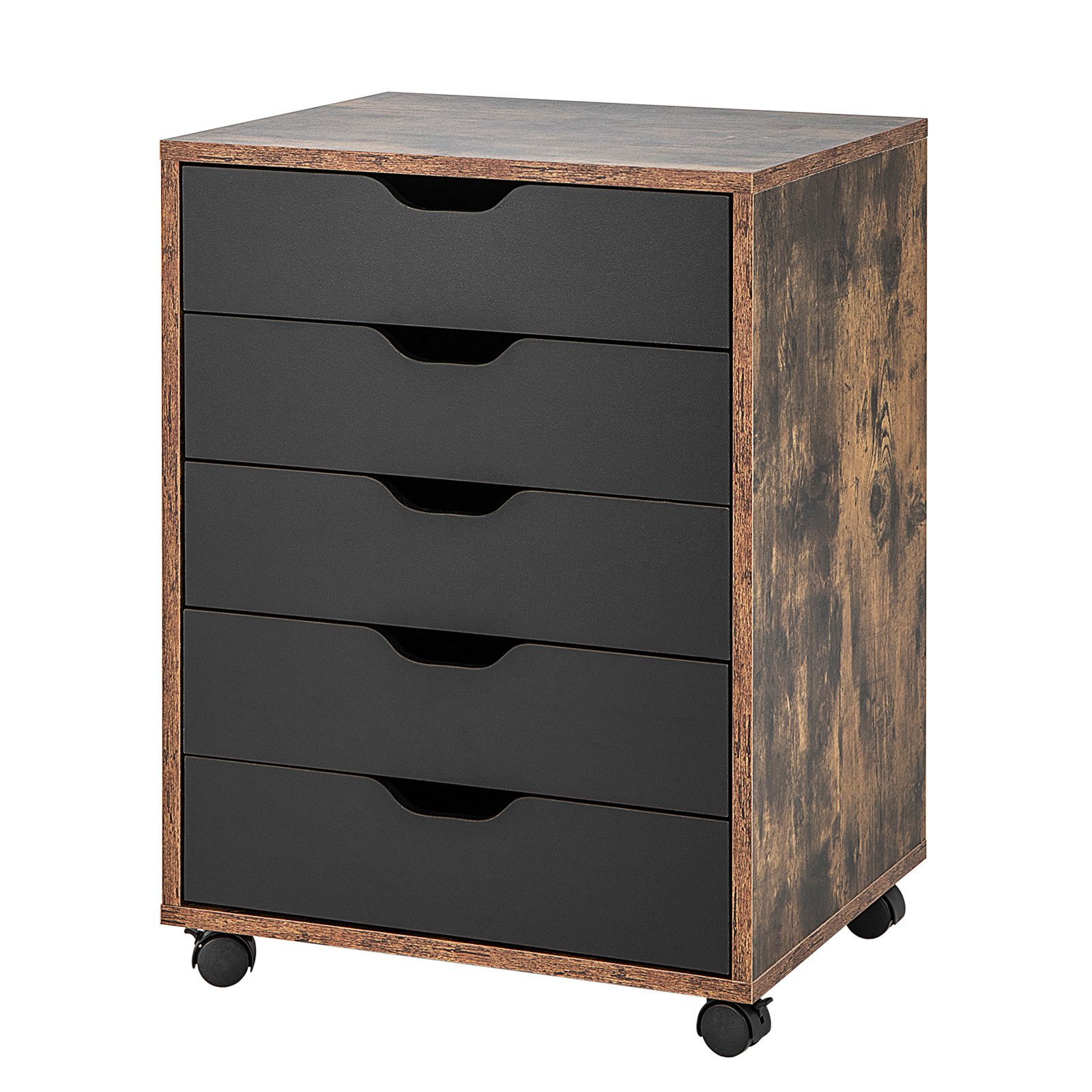 COSTWAY Rollcontainer, mit 5 Schubladen und Rädern, Holz, 48x39,5x65,5cm günstig online kaufen