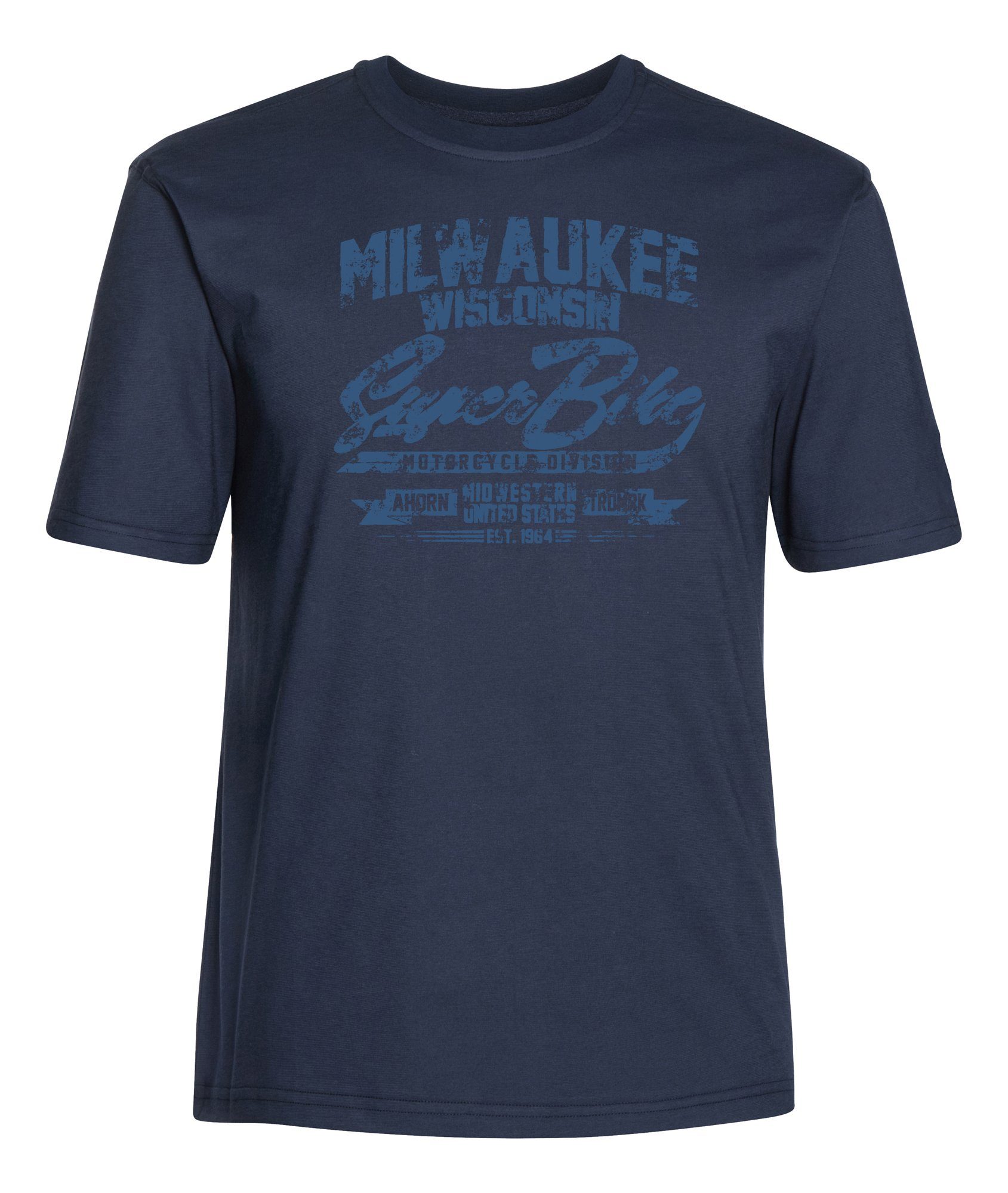 AHORN SPORTSWEAR T-Shirt MILWAUKEE_ATLANTIC BLUE mit lässigem Frontprint blau