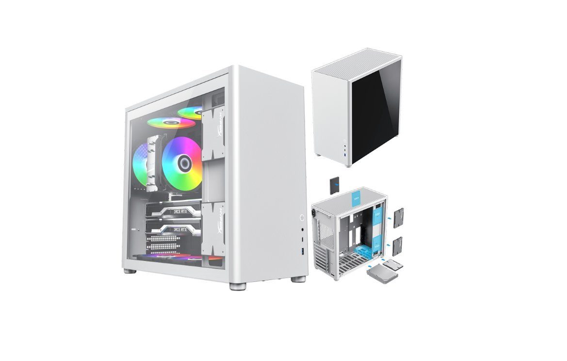 COIL Корпуса ПК Spark Pro, Mid-Tower ATX, gehärtetes Glas, vertikaler Luftstromkanal, (Staubfilter: Boden- und Oberseite mit Staubfilter), Gehärtetes Glas, MIDI-Tower, ATX, Grafikkartenlänge: 355 mm