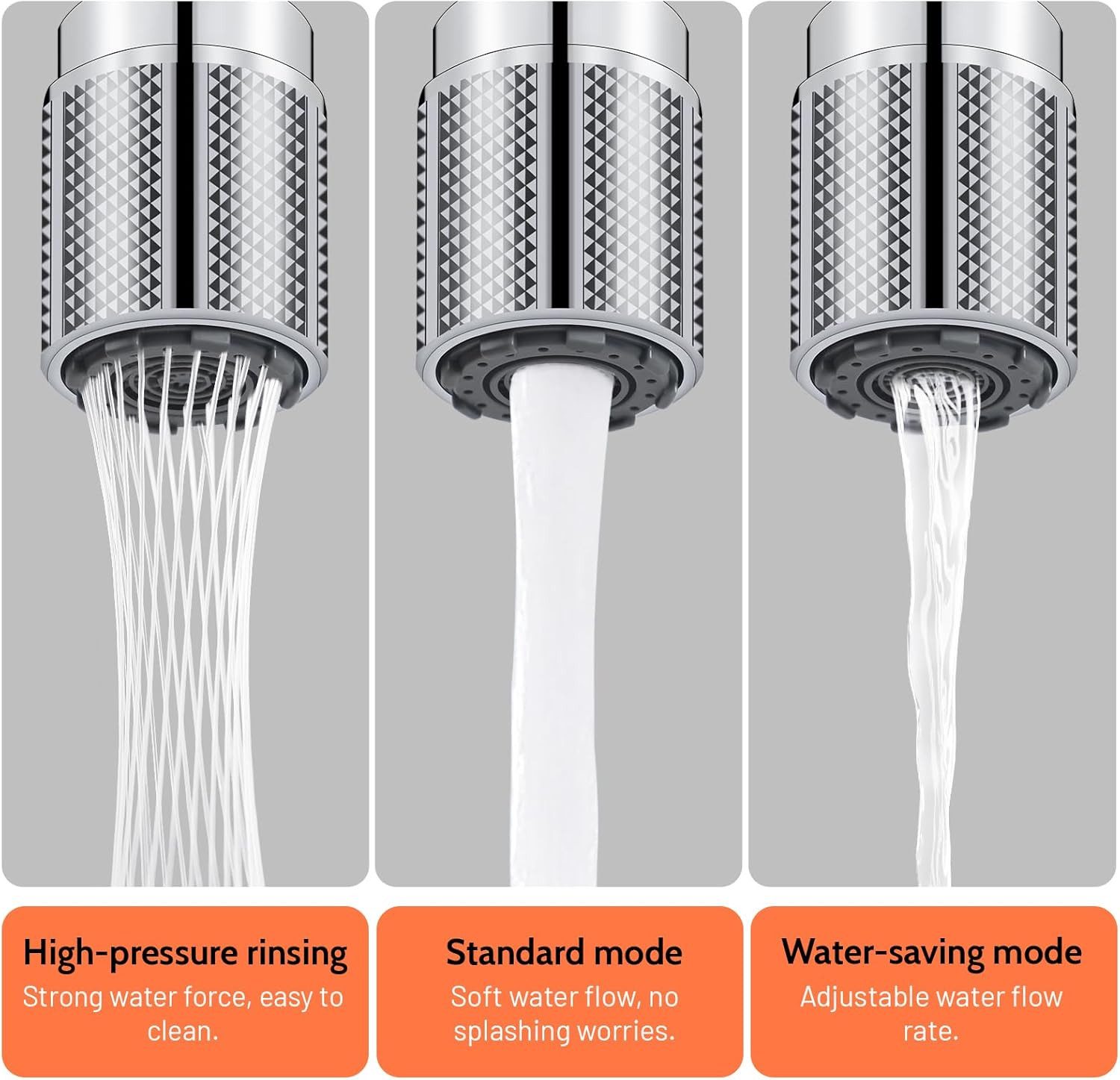 FELIXLEO Strahlregler Wasserhahnaufsatz 3 Strahlarten 6 Adapter Küche Bad, (1-tlg) – Bild 5 von 5
