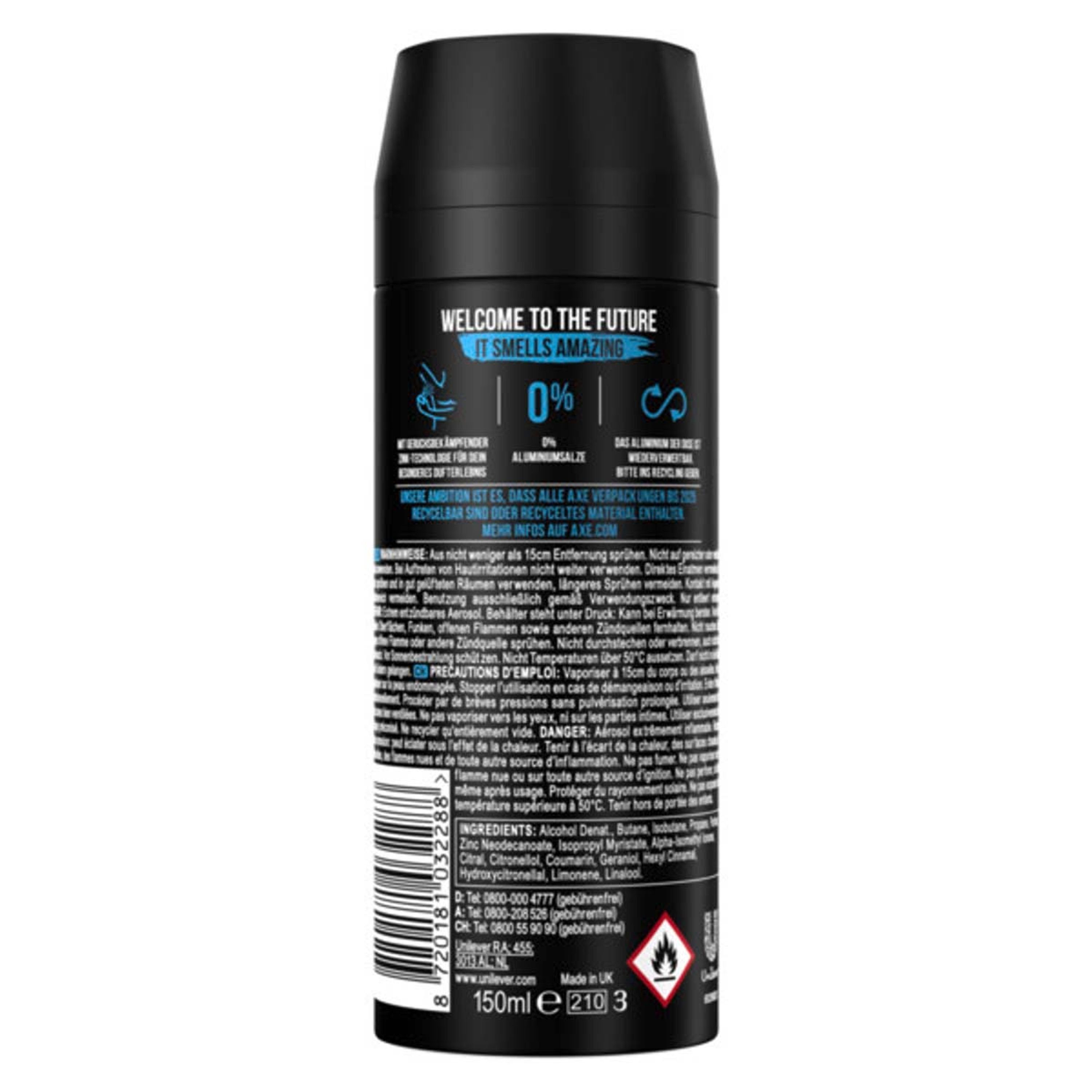 Aluminium Deodorant 150ml axe 6x Deospray Deo Alaska Deo-Set ohne Bodyspray