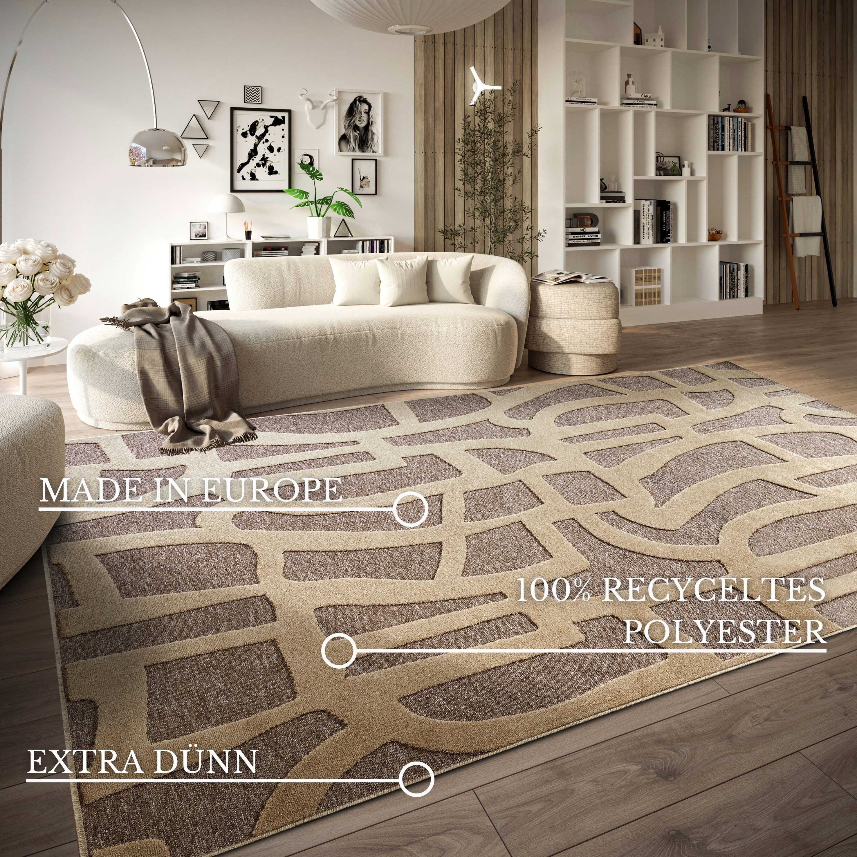 Villeroy & Boch Teppich Therese, rechteckig, Höhe: 5,5 mm, Wohnzimmer, Schlafzimmer, Modern, Hoch-Tief Effekt, Flur