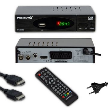 PremiumX Kabelreceiver DVB-C FTA 530C Digital FullHD TV Auto Installation USB Mediaplayer SCART HDMI Kabelfernsehen für jeden Kabel-Anbieter geeignet Kabel-Receiver